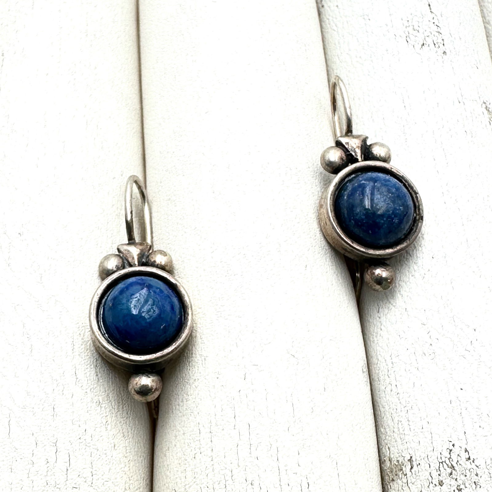 Denim Lapis Sterling Silver Pierced Earrings 1 Inch: Denim Lapis Sterling Silver Pierced Earrings 1 Inch