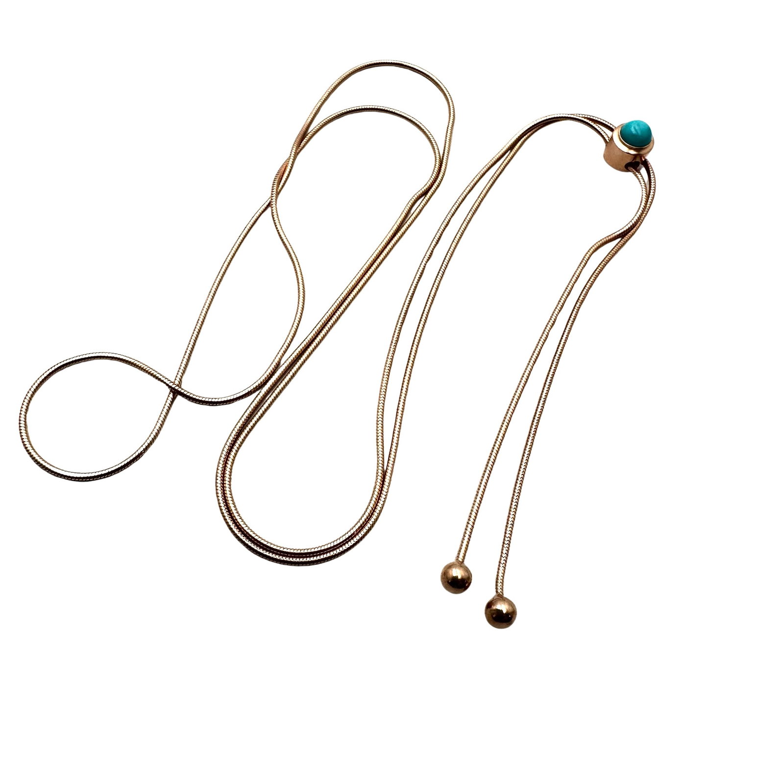 Milor Rose Gold Over Sterling Silver Turquoise Slide Pendant Necklace 24 Inch 7.7 Grams: Milor Rose Gold Over Sterling Silver Turquoise Slide Pendant Necklace 24 Inch 7.7 Grams