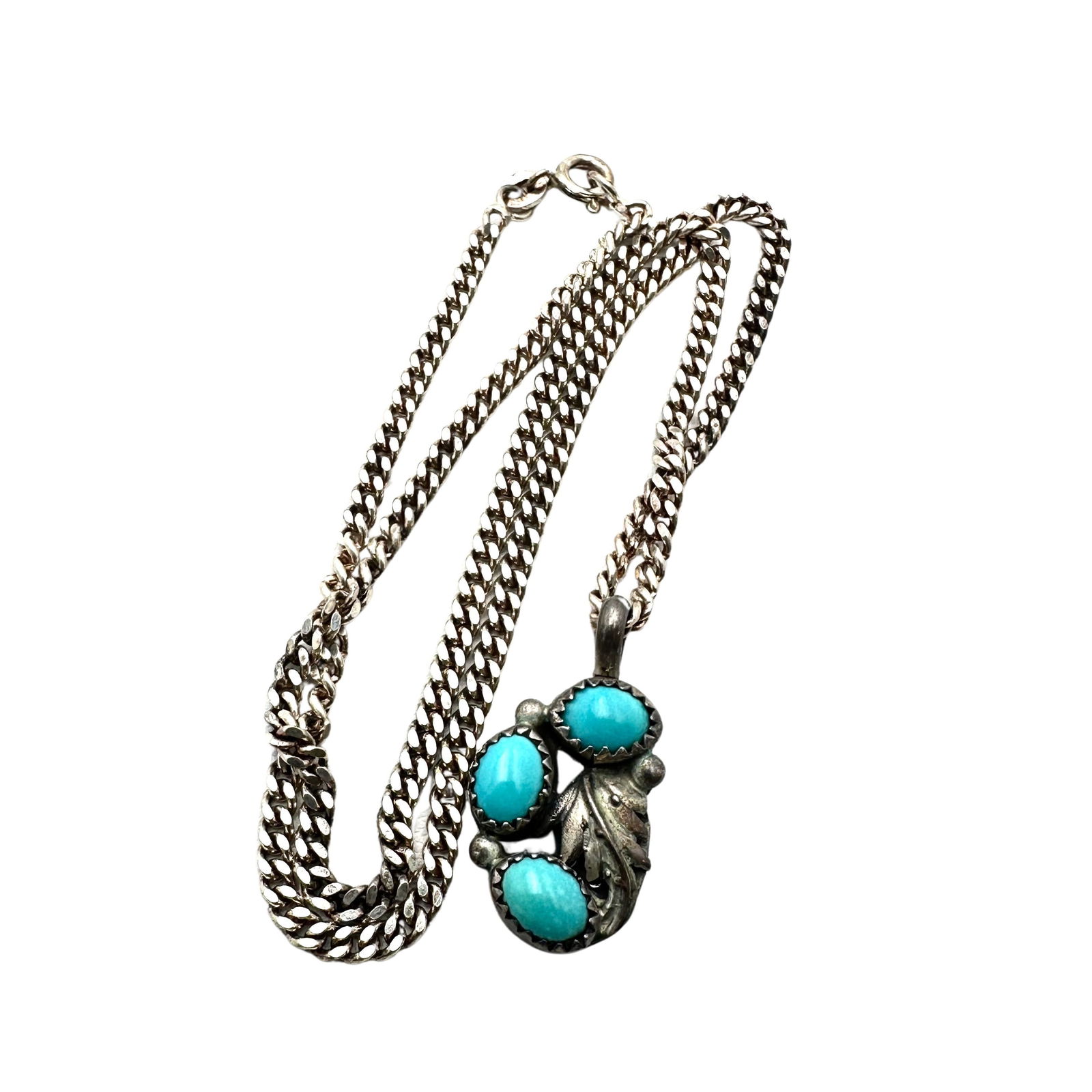 Native American Turquoise Pendant Sterling Silver Necklace 16 Inch Chain 10.6 Grams (1 of 2)