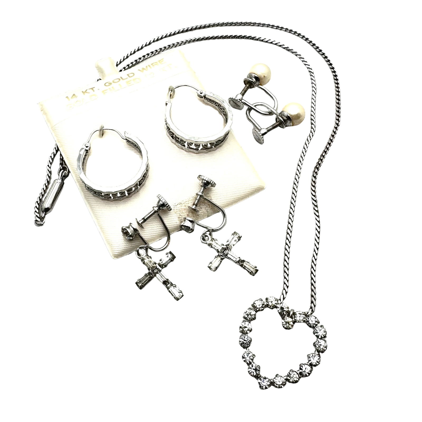 Vintage Jewelry Group Gold Filled Lot Earrings Necklace Cross Earrings Pearl Earrings: Vintage Jewelry Group Gold Filled Lot Earrings Necklace Cross Earrings Pearl Earrings