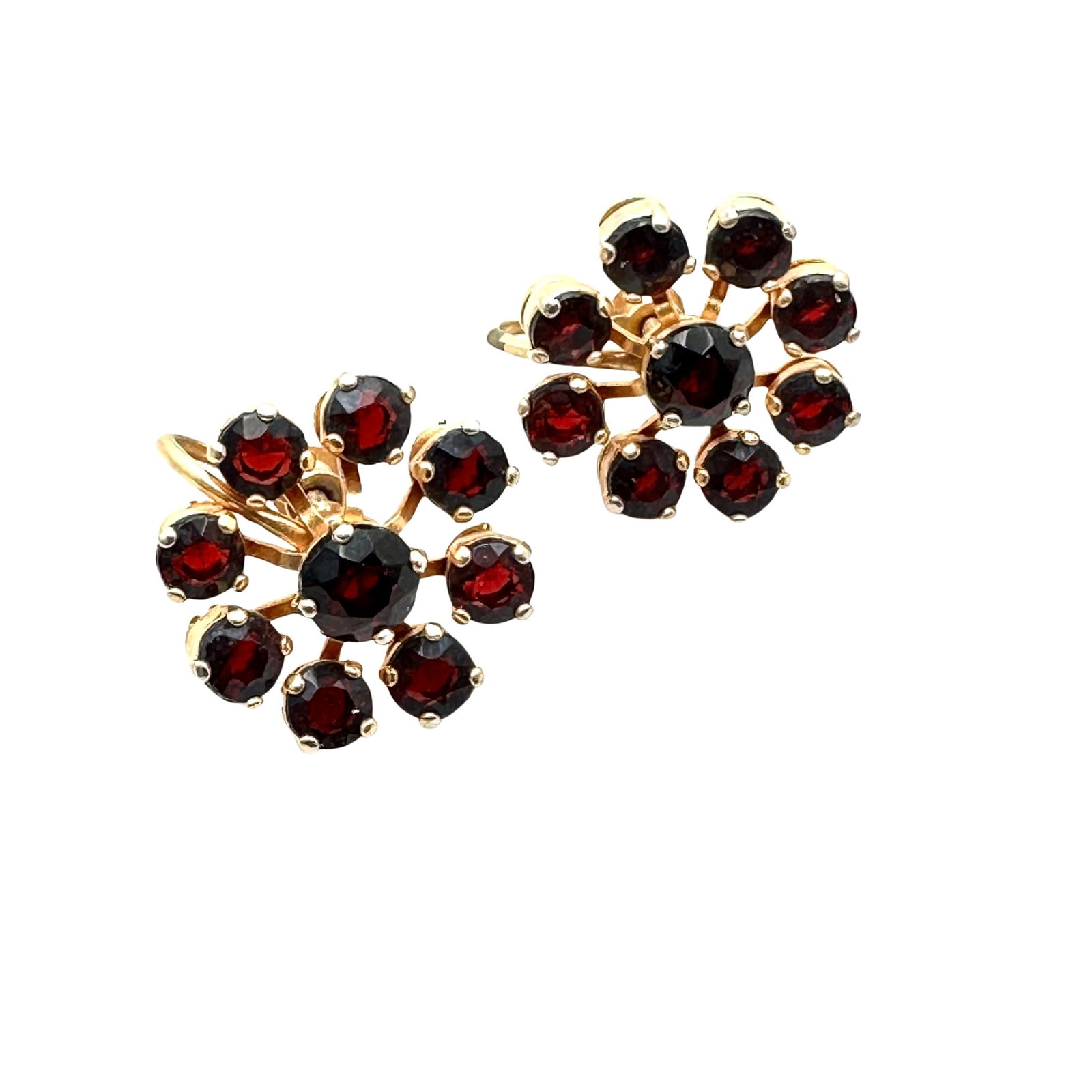 Vintage Gold Filled Red Bohemian Garnet Czech Glass Screw Back Earrings: Vintage Gold Filled Red Bohemian Garnet Czech Glass Screw Back Earrings