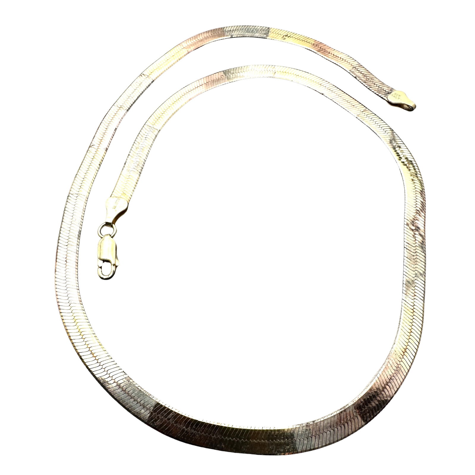 Italy Sterling Silver Tri Color Wide Chain Necklace 16 Inch 11 Grams: Italy Sterling Silver Tri Color Wide Chain Necklace 16 Inch 11 Grams