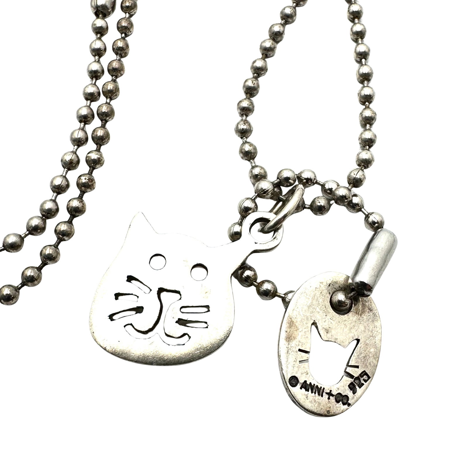 Vintage Anni & Co Cat Pendant Necklace Sterling Silver 30 Inch Chain 11 Grams: Vintage Anni & Co Cat Pendant Necklace Sterling Silver 30 Inch Chain 11 Grams