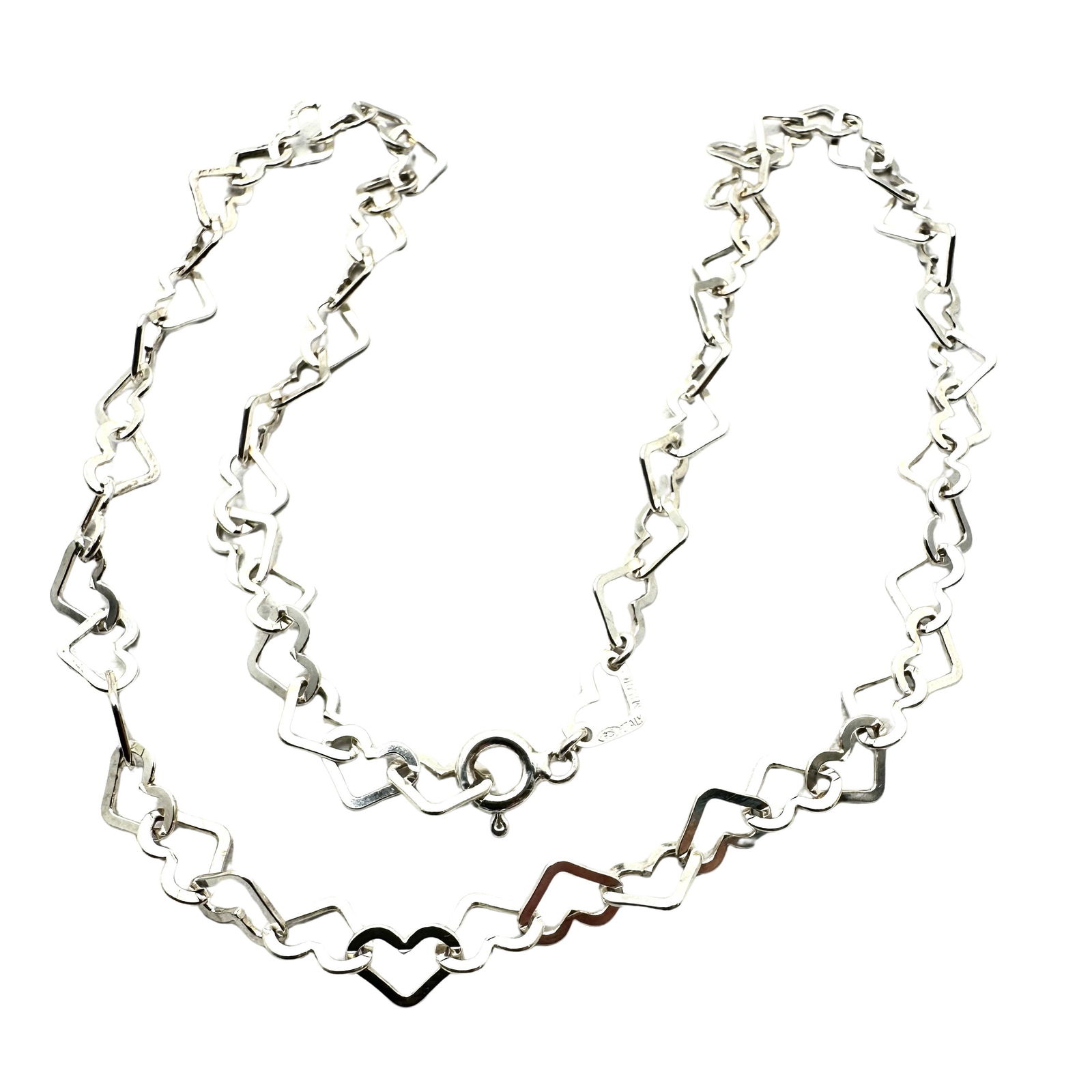 Sterling Silver Heart Link Choker Chain 15 Inch 7 Grams: Sterling Silver Heart Link Choker Chain 15 Inch 7 Grams