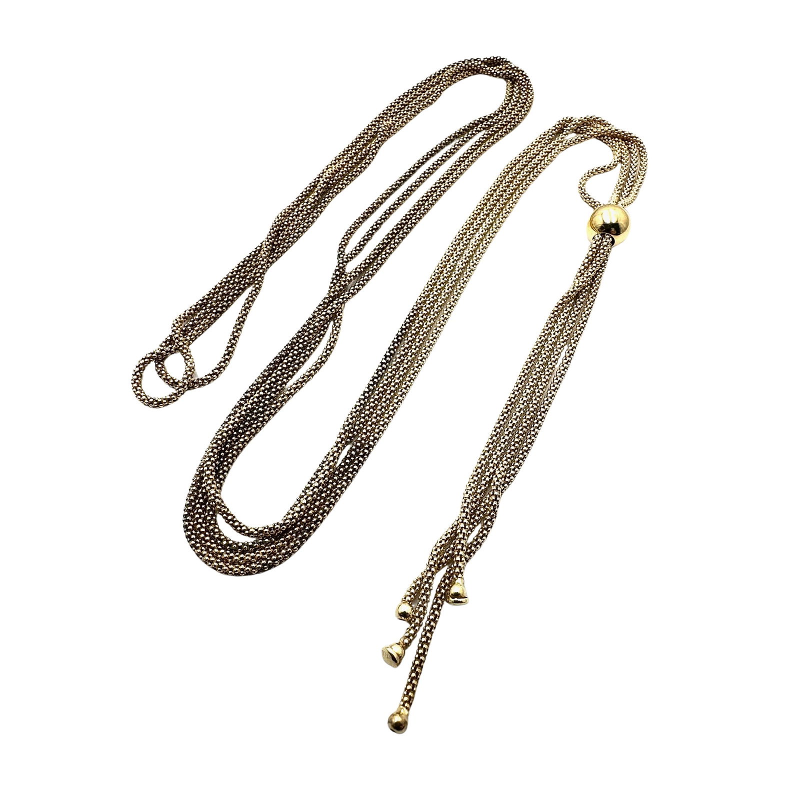 Gold Over Sterling Silver Fancy Multi Strand Chain Necklace Adjustable Slide Pendant 34 Inch 11.9 (1 of 2)