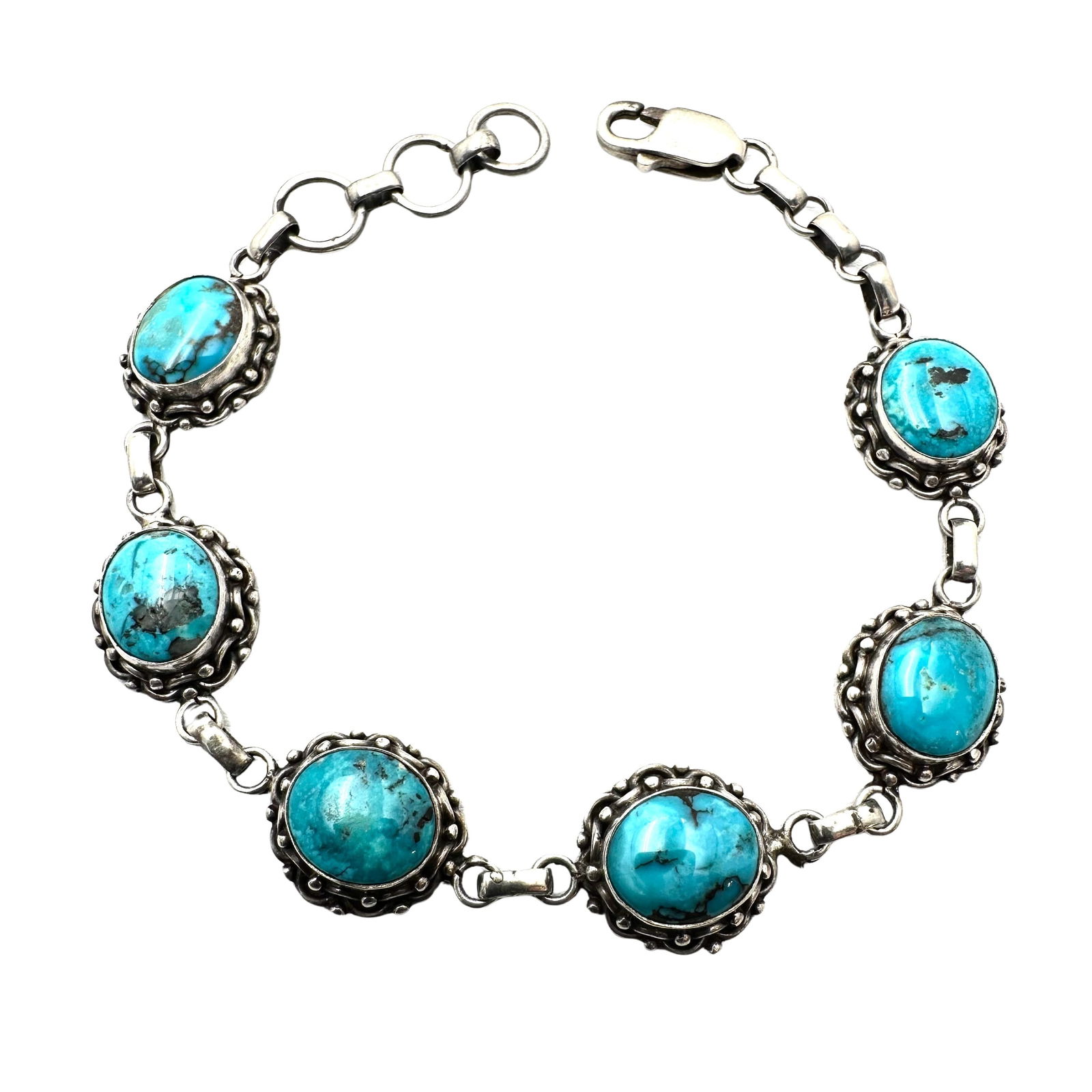 Southwest Style Turquoise Sterling Silver Turquoise Bracelet 8.5 Inch (1 of 2)