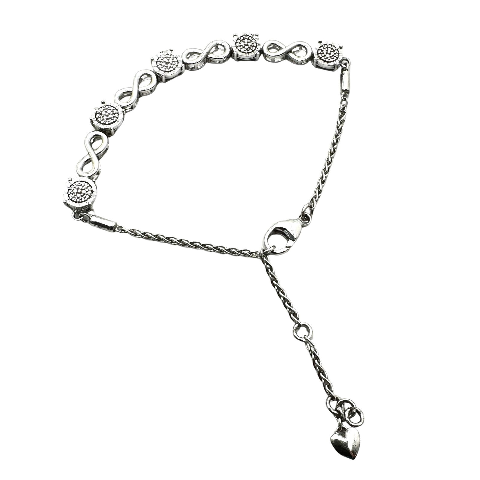 Diamond Sterling Silver Adjustable Size Bracelet 6.8 Grams (1 of 2)