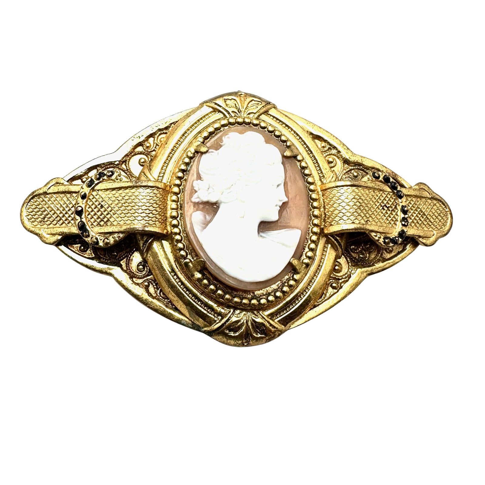 Antique Carved Shell Cameo Gold Tone Brooch Pin 3 Inch: Antique Carved Shell Cameo Gold Tone Brooch Pin 3 Inch