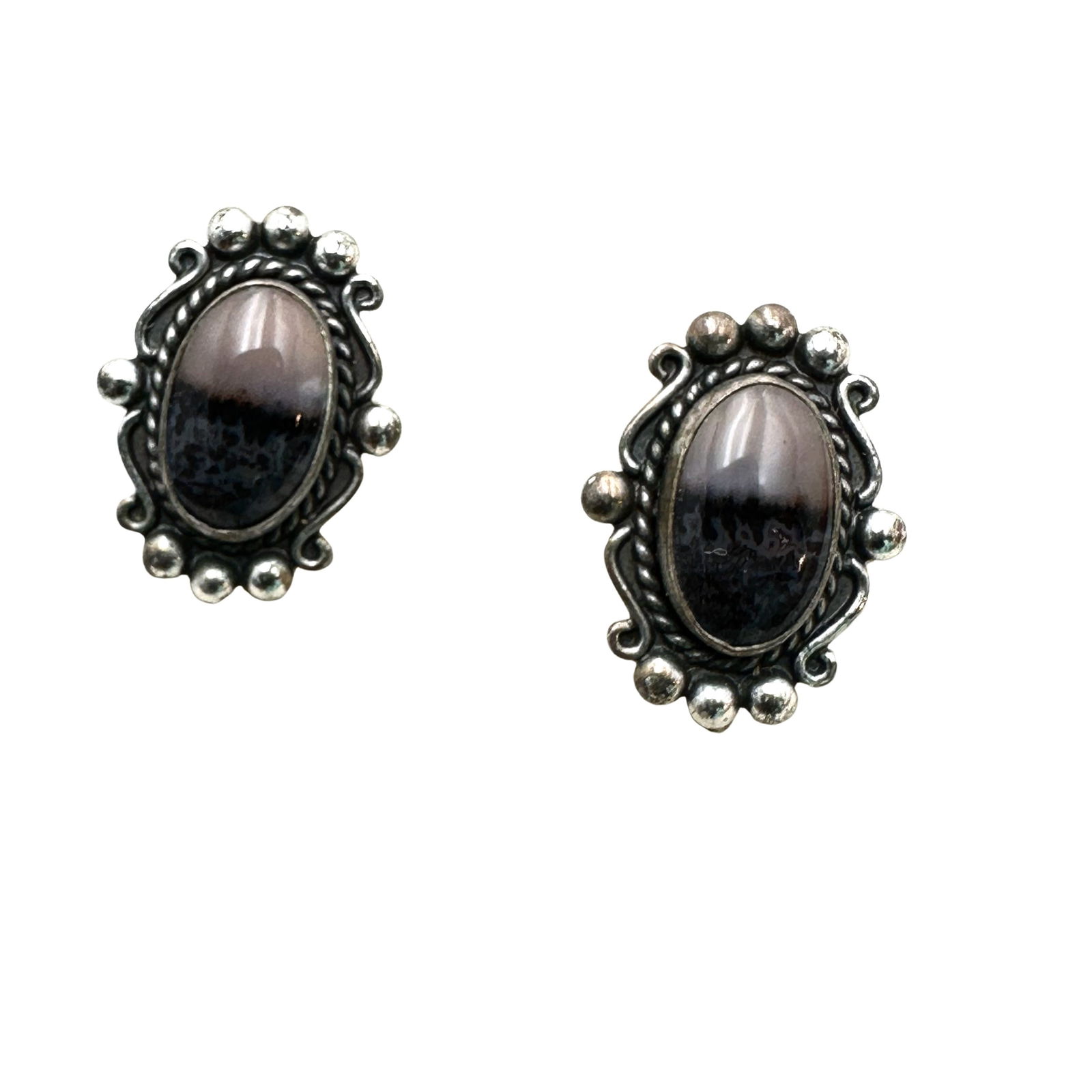 Vintage Native American Gemstone Sterling Silver Screw Back Earrings 3/4 Inch: Vintage Native American Gemstone Sterling Silver Screw Back Earrings 3/4 Inch