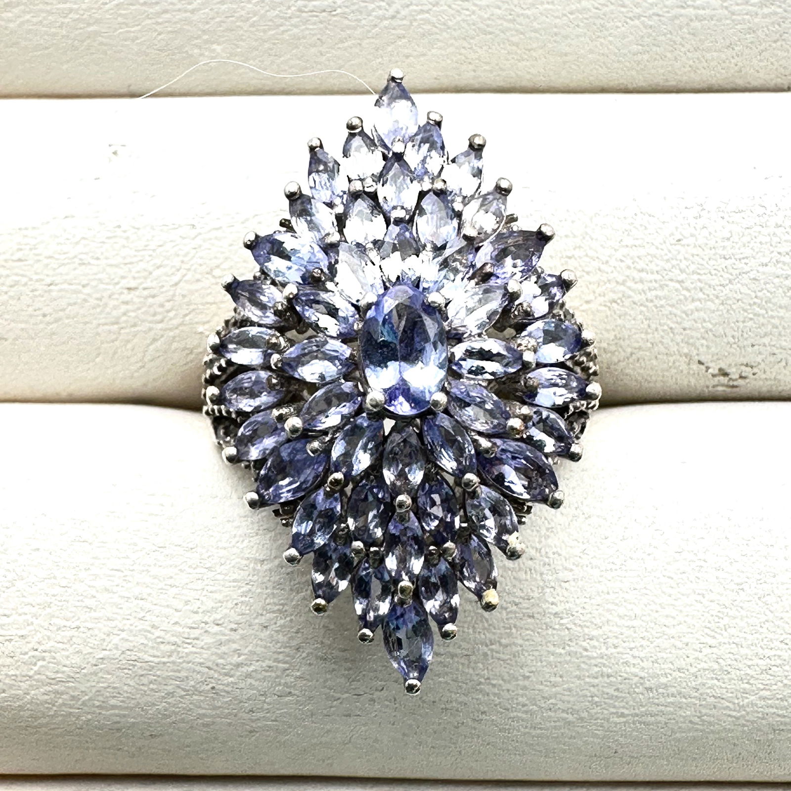 Purple Amethyst Cluster Sterling Silver Statement Ring Size 7 Weight 9 Grams (1 of 2)