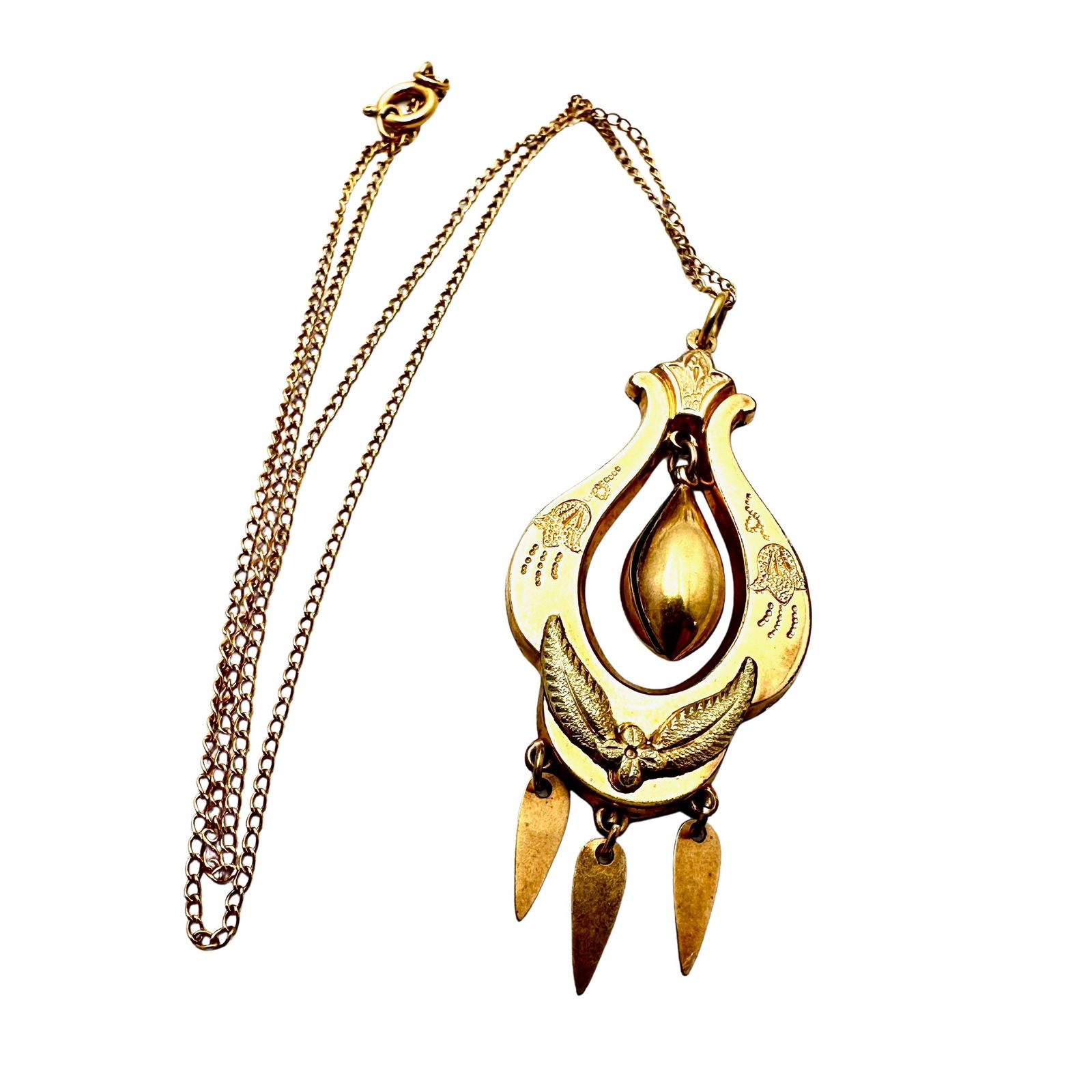 Antique Victorian Gold Filled Pendant Necklace 15 Inch Chain (1 of 2)