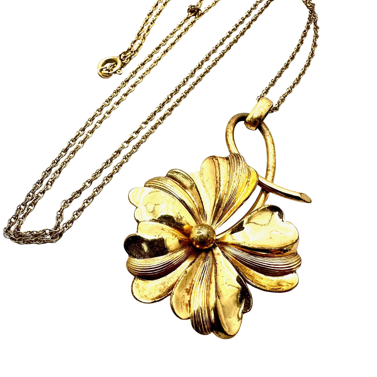 Vintage Gold Filled Flower Pendant Necklace 22 inch Chain: Vintage Gold Filled Flower Pendant Necklace 22 inch Chain