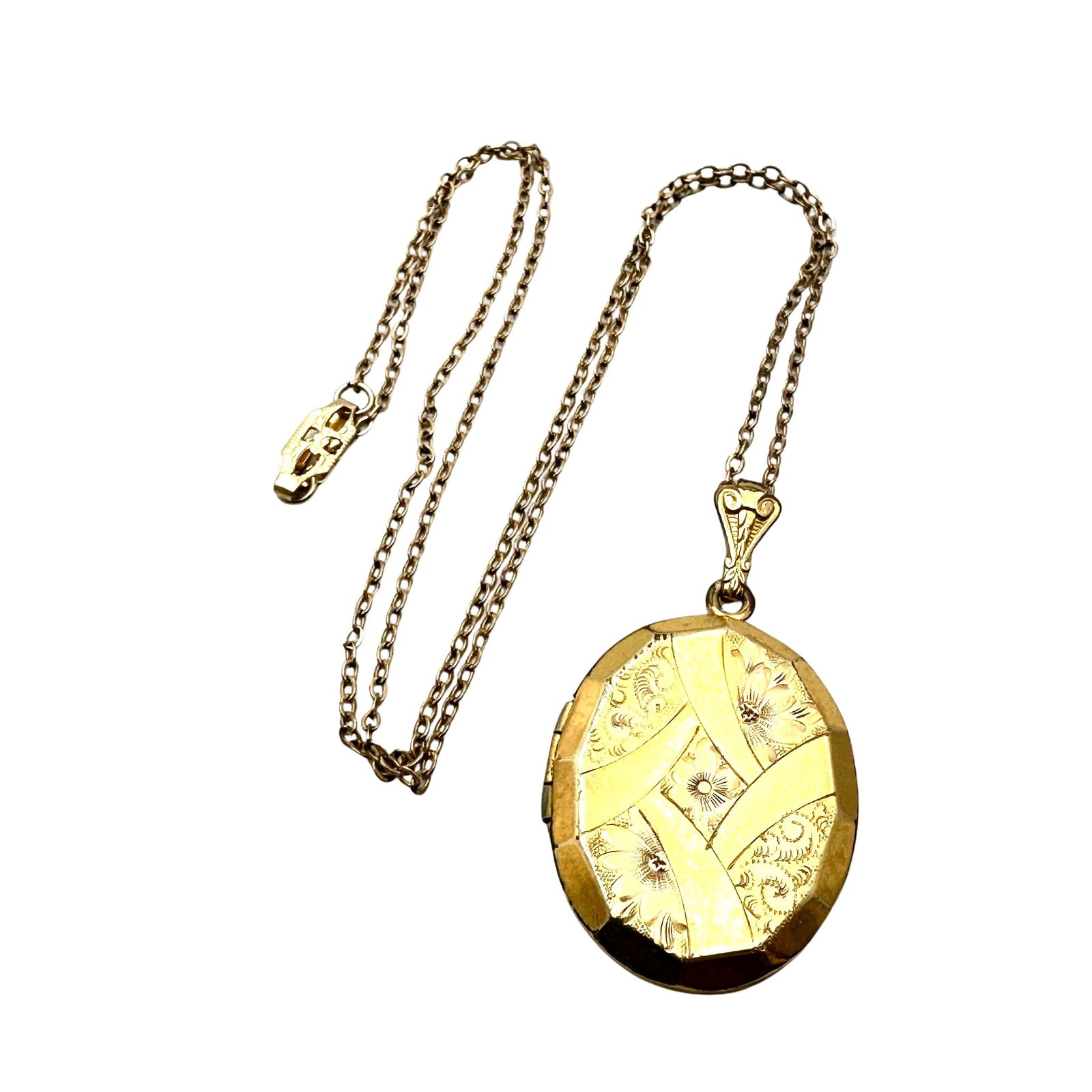 Antique Victorian Gold Filled Oval Locket 1.5 Inch Pendant 18 Inch Chain (1 of 3)