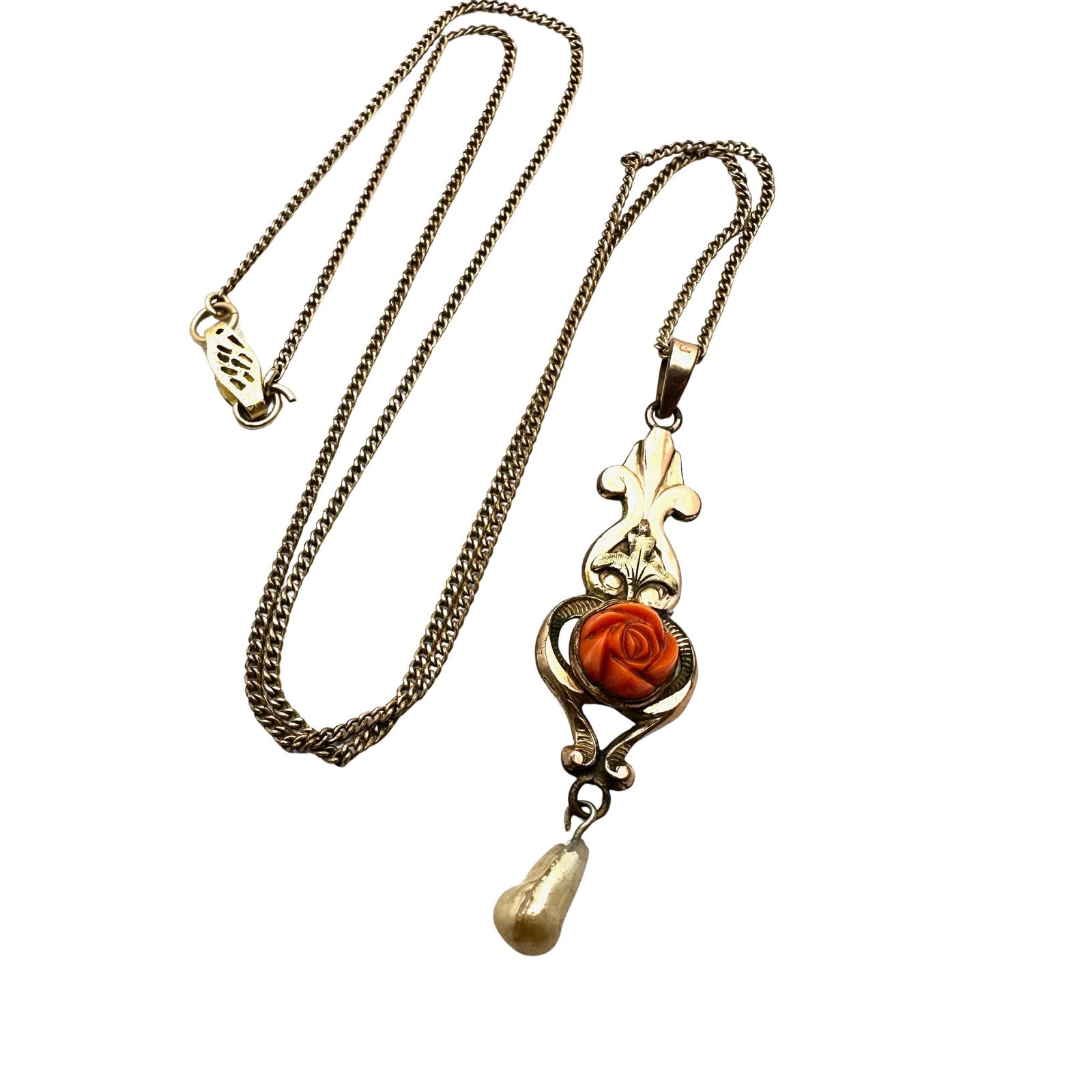 Antique Lavalier Gold Filled Pendant Necklace 18 Inch Chain (1 of 2)