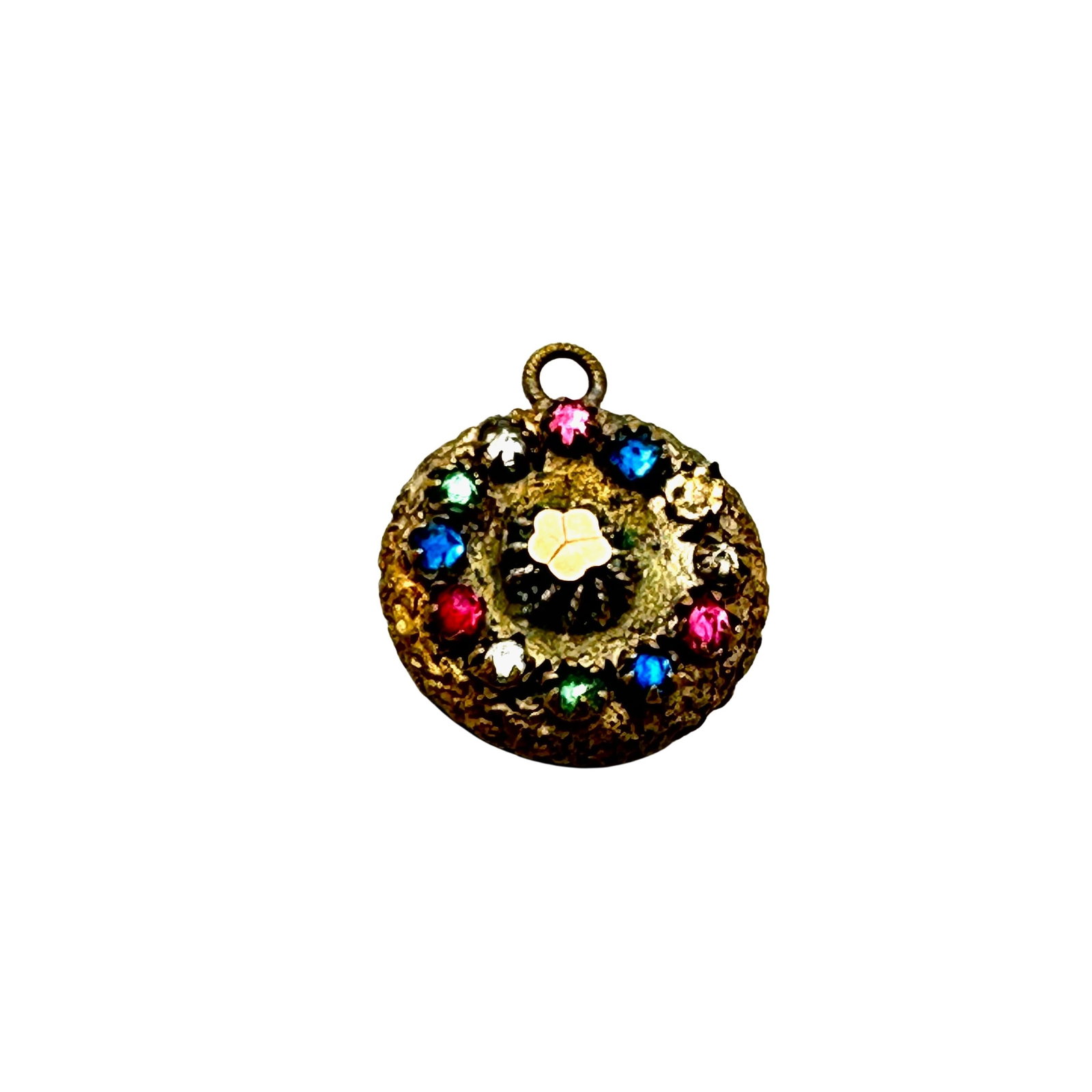 Antique Victorian Gold Filled Fob Pendant Multicolor Glass Stones Selling As Is: Antique Victorian Gold Filled Fob Pendant Multicolor Glass Stones Selling As Is