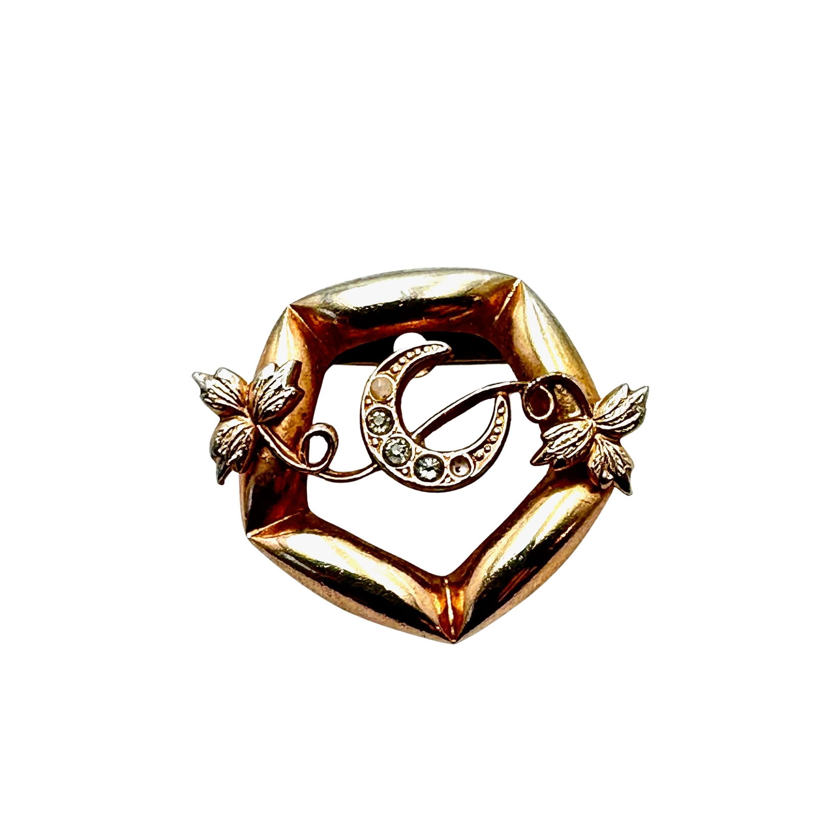 Antique Victorian Gold Filled Moon Design Brooch Pin 1.25 Inch: Antique Victorian Gold Filled Moon Design Brooch Pin 1.25 Inch