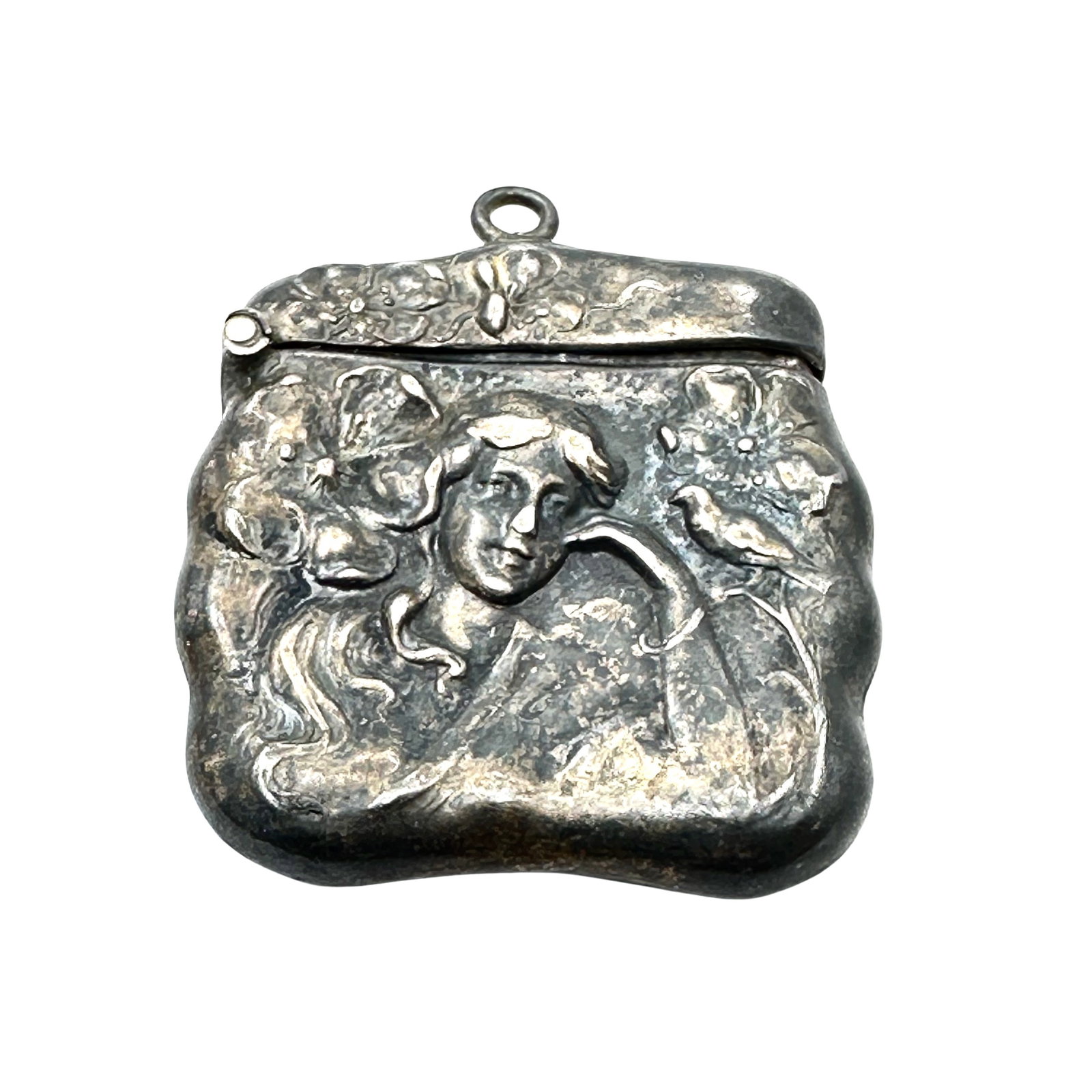 Antique Art Nouveau Sterling Silver Match Safe: Antique Art Nouveau Sterling Silver Match Safe