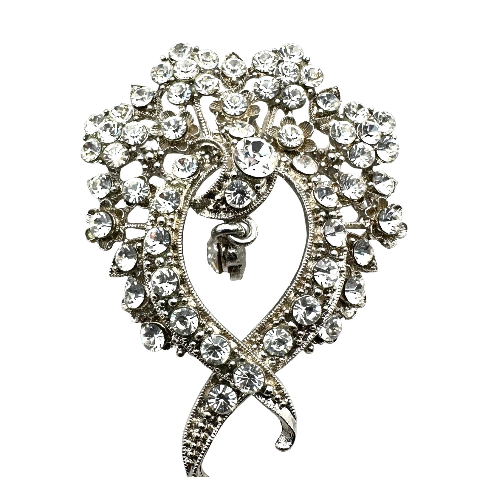 Clear Glass Rhinestone Silver Tone Pin Pendant 2.5 Inch: Clear Glass Rhinestone Silver Tone Pin Pendant 2.5 Inch