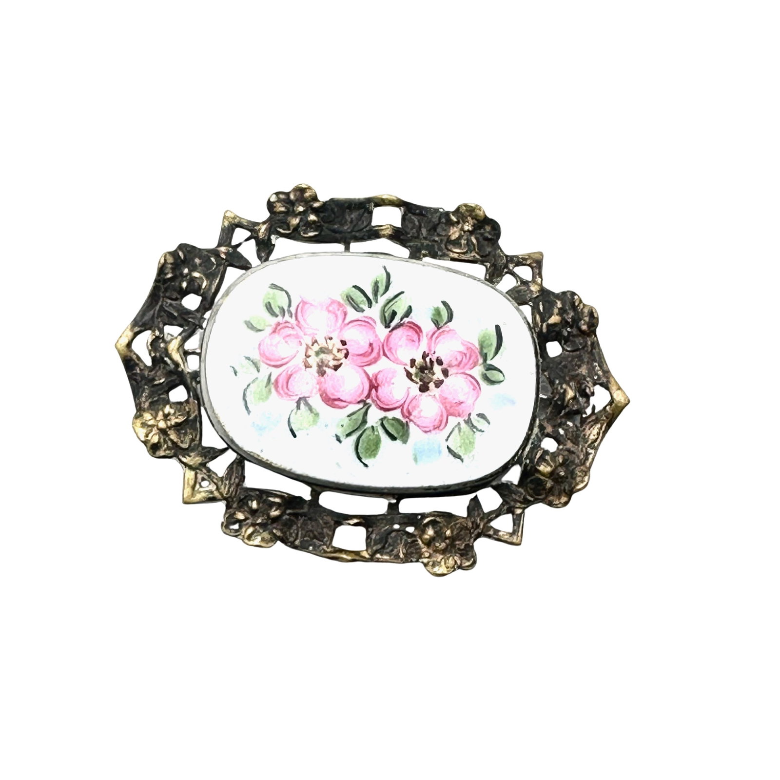 Vintage Enamel Flower Gold Tone Brooch Pin 2 Inch: Vintage Enamel Flower Gold Tone Brooch Pin 2 Inch