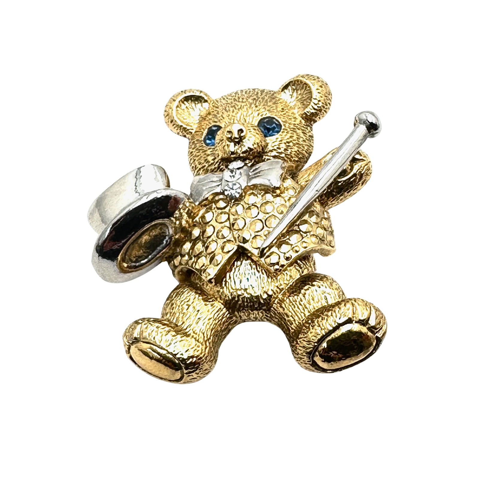 Vintage Rhinestone Teddy Bear Brooch Pin 2 Inch (1 of 2)