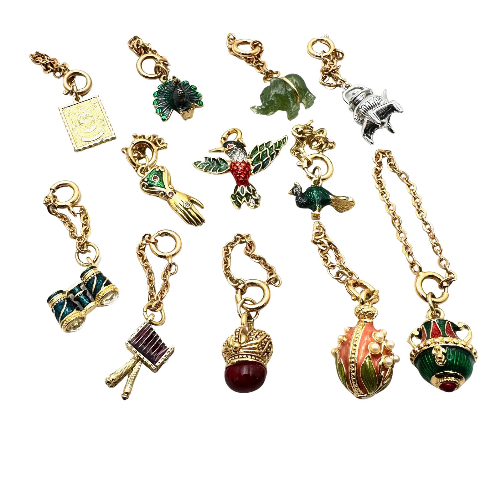 Vintage Group of Joan Rivers Charms Egg Birds Elephant Hand Gold and Silver Tone (1 of 2)