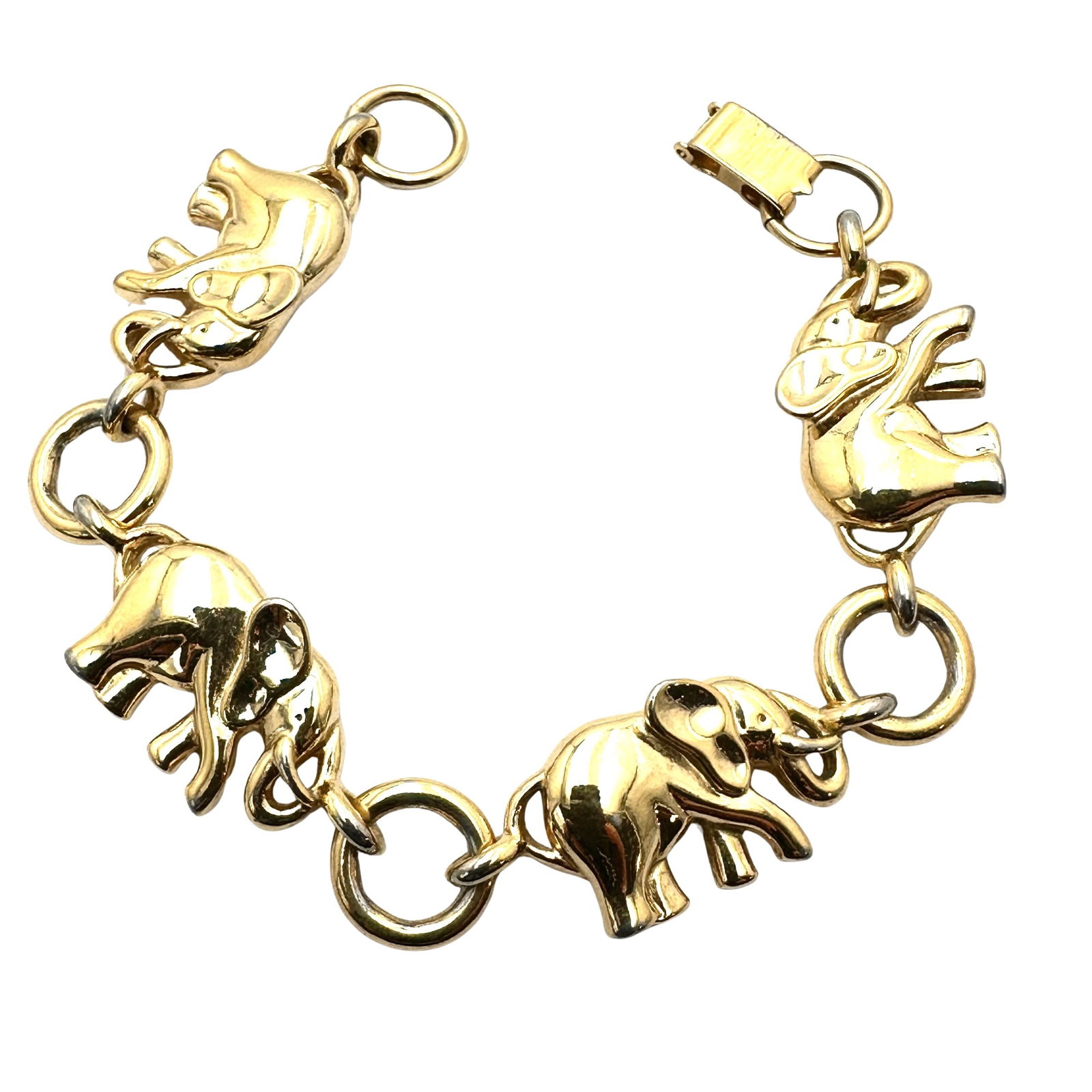 Vintage Gold Tone Elephant Bracelet Signed LR 7.5 Inch (1 of 2)