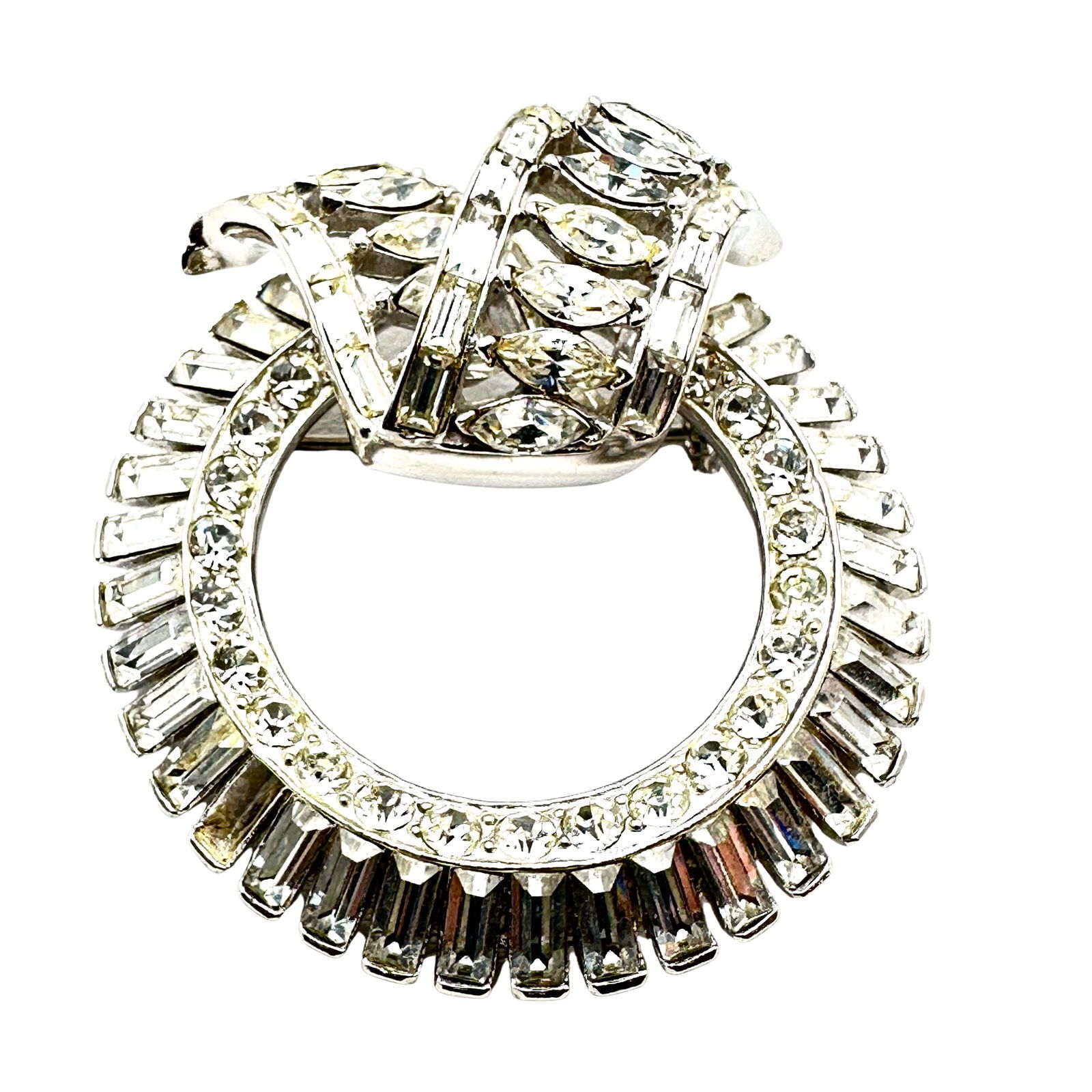 Vintage Coro Craft Clear Glass Rhinestone Silver Tone Brooch Pin 2 Inch: Vintage Coro Craft Clear Glass Rhinestone Silver Tone Brooch Pin 2 Inch