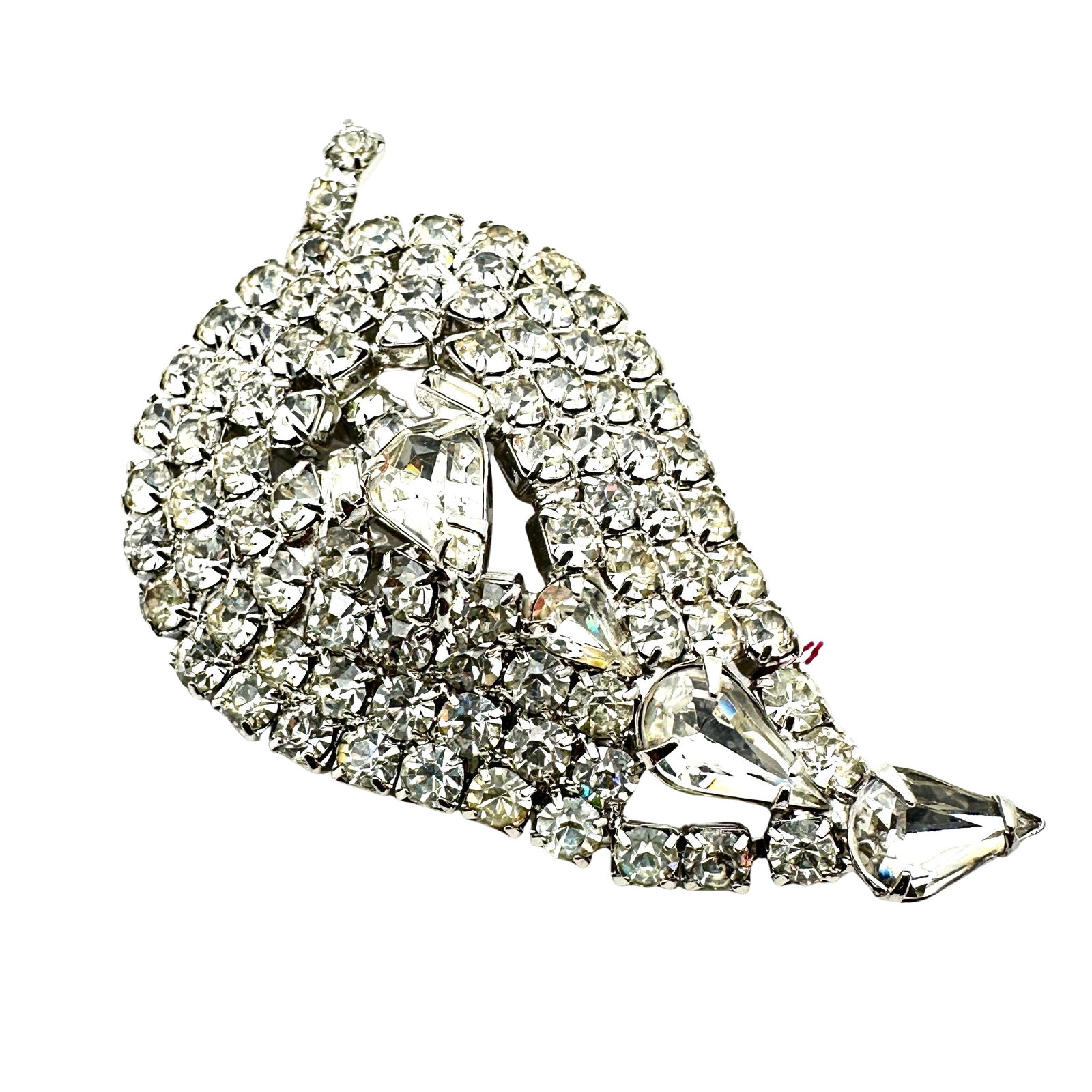 Vintage Clear Glass Rhinestone Silver Tone Brooch Pin 3 Inch: Vintage Clear Glass Rhinestone Silver Tone Brooch Pin 3 Inch