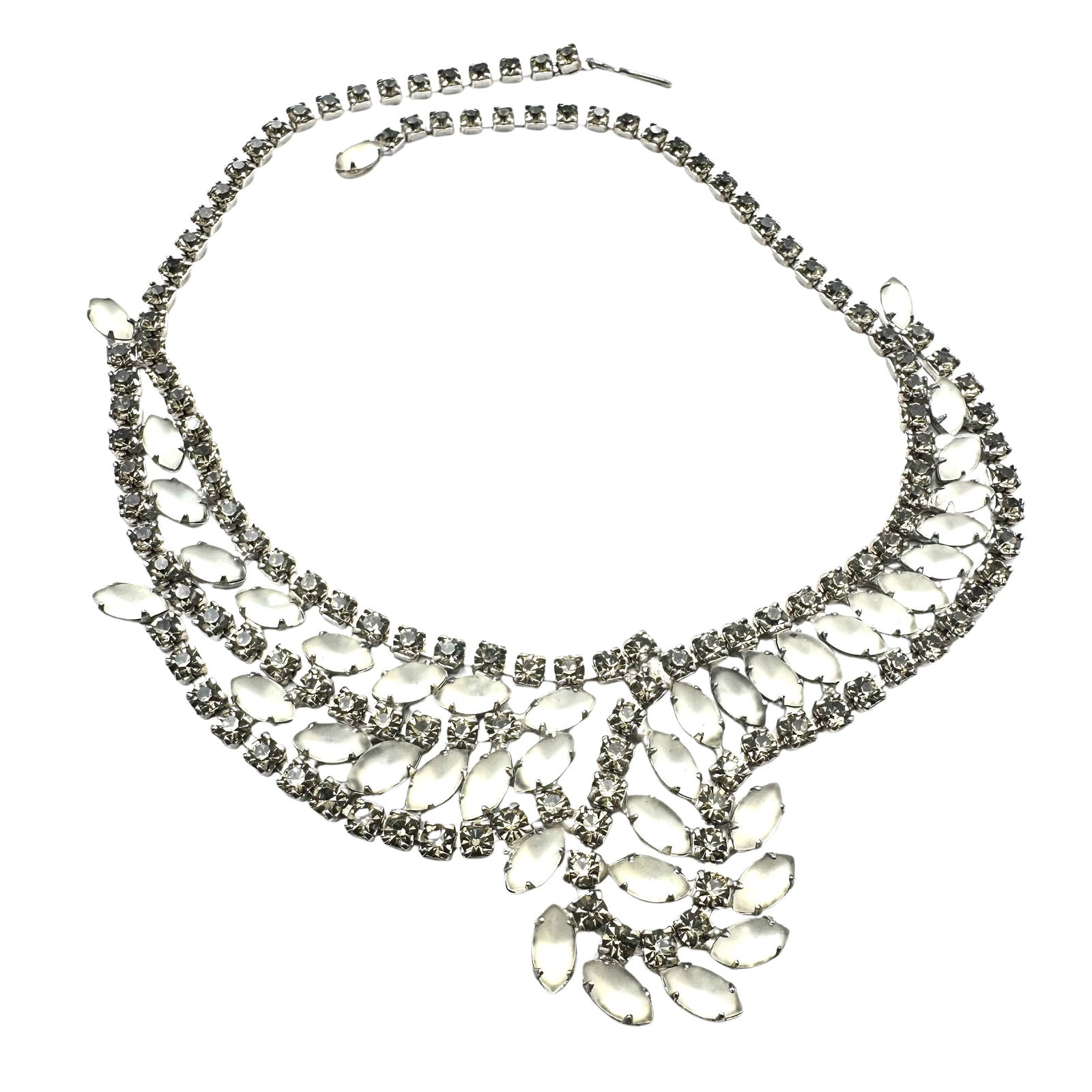 Vintage Juliana Grey And Satin Glass Silver Tone Statement Necklace 16 Inch (1 of 2)