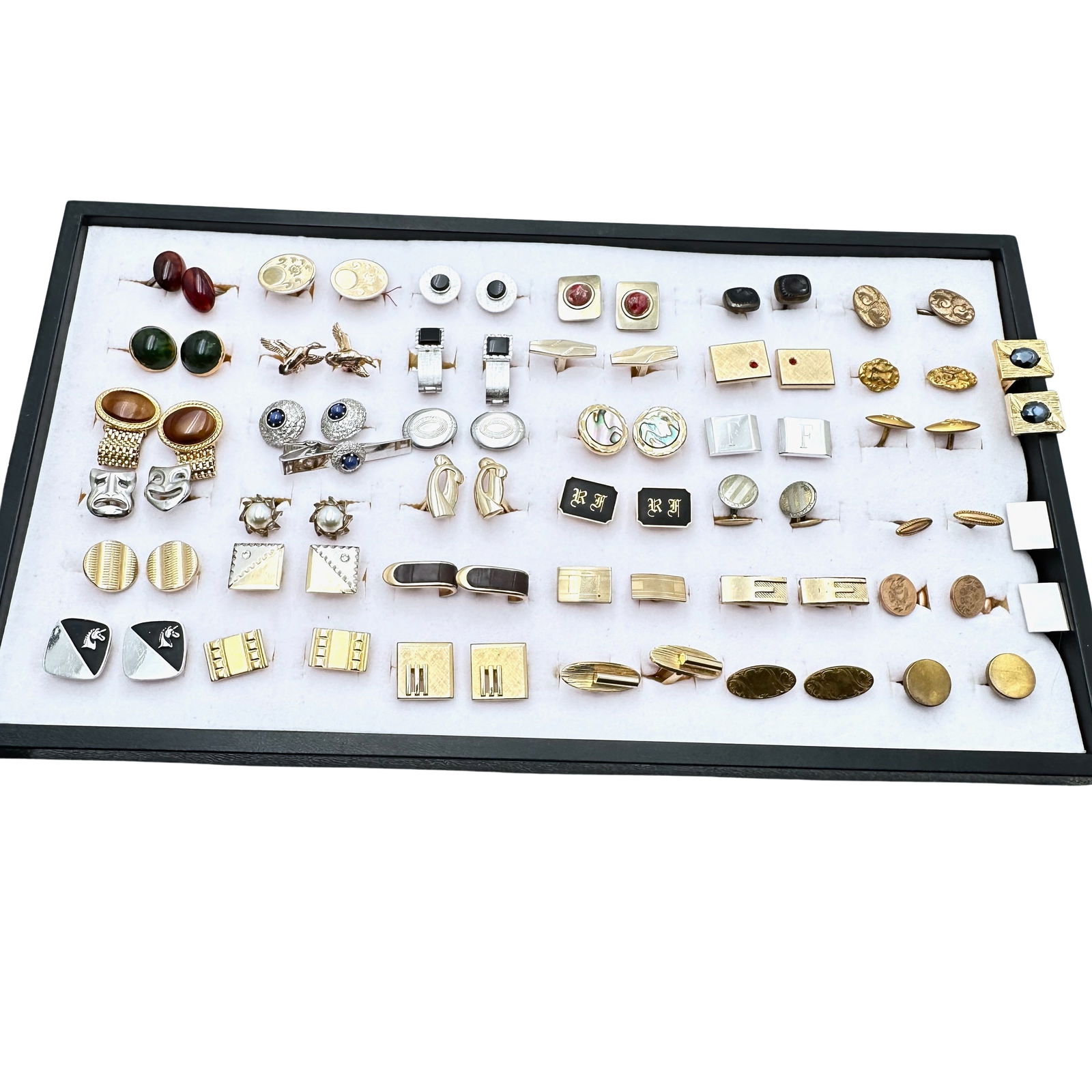 Vintage Huge Lot of Cuff Links Gold Filled Silver Tone Victorian Modernist Mid Century and More (1 of 5)