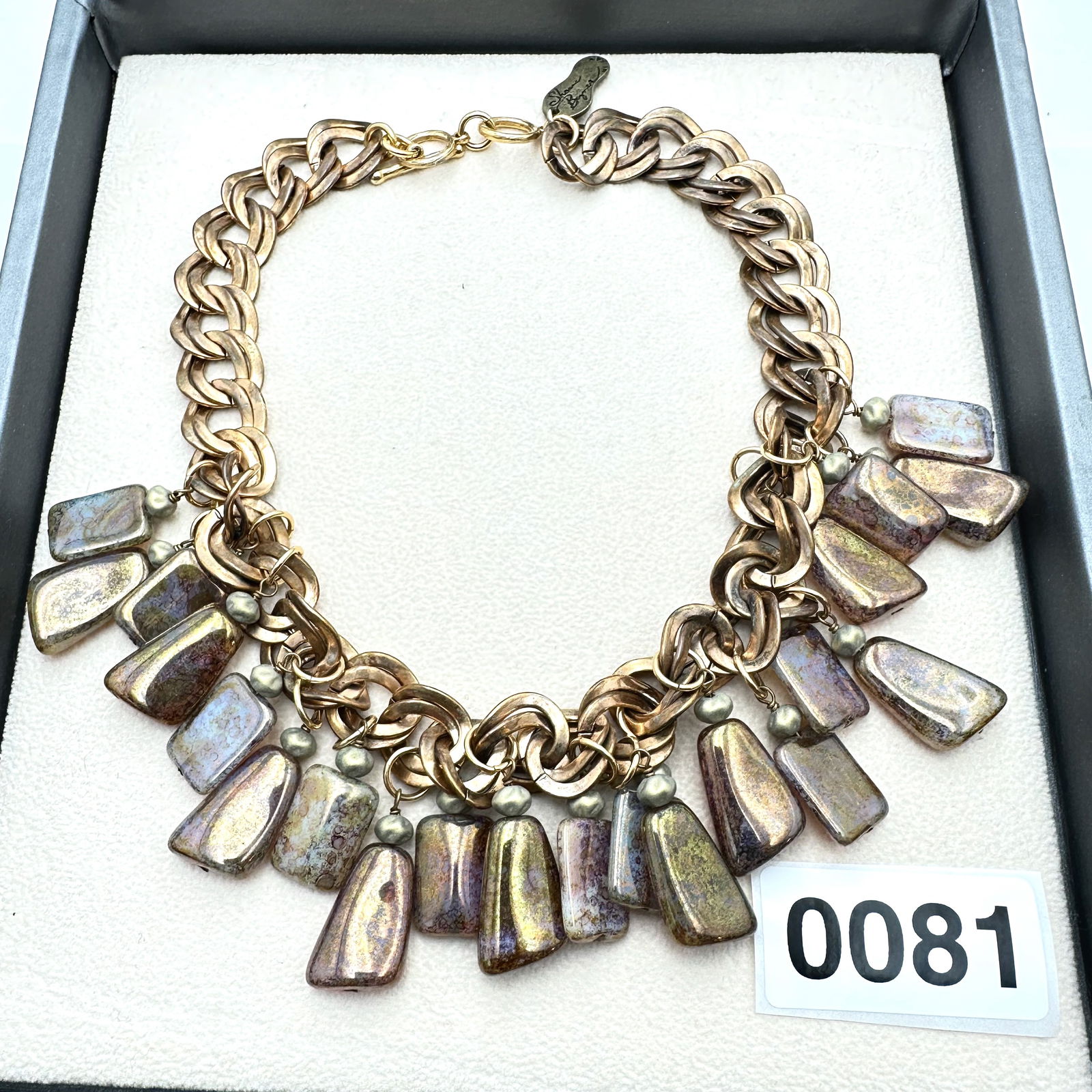 Jewelry Group Lot Vintage Designer Signed Art Glass Gold Tone Necklace (1 of 2)