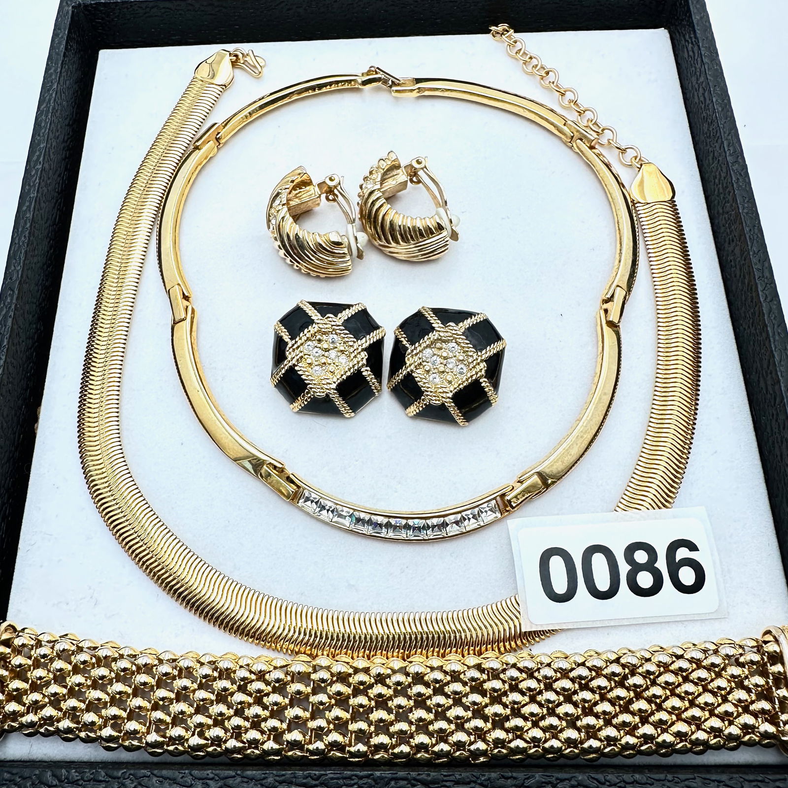 Jewelry Group Lot Vintage Monet Necklace Clear Crystal Necklace Clear Crystal Clip Earrings and (1 of 2)