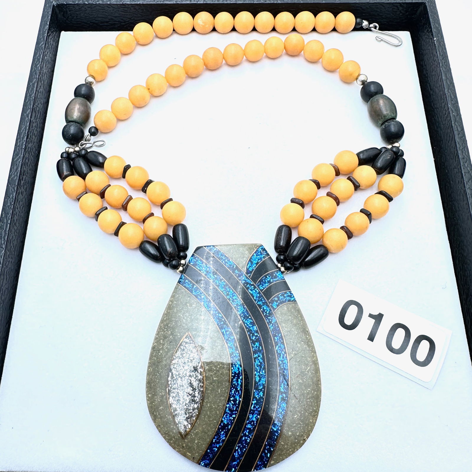 Jewelry Group Lot Vintage Inlay Gemstone Pendant Necklace Lee Sands? (1 of 2)