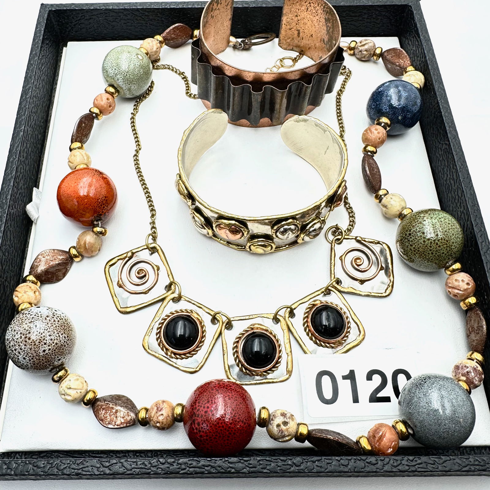 Jewelry Group Lot Artisan Necklaces Cuff Bracelets Mixed Metals Porcelain Beads: Jewelry Group Lot Artisan Necklaces Cuff Bracelets Mixed Metals Porcelain Beads