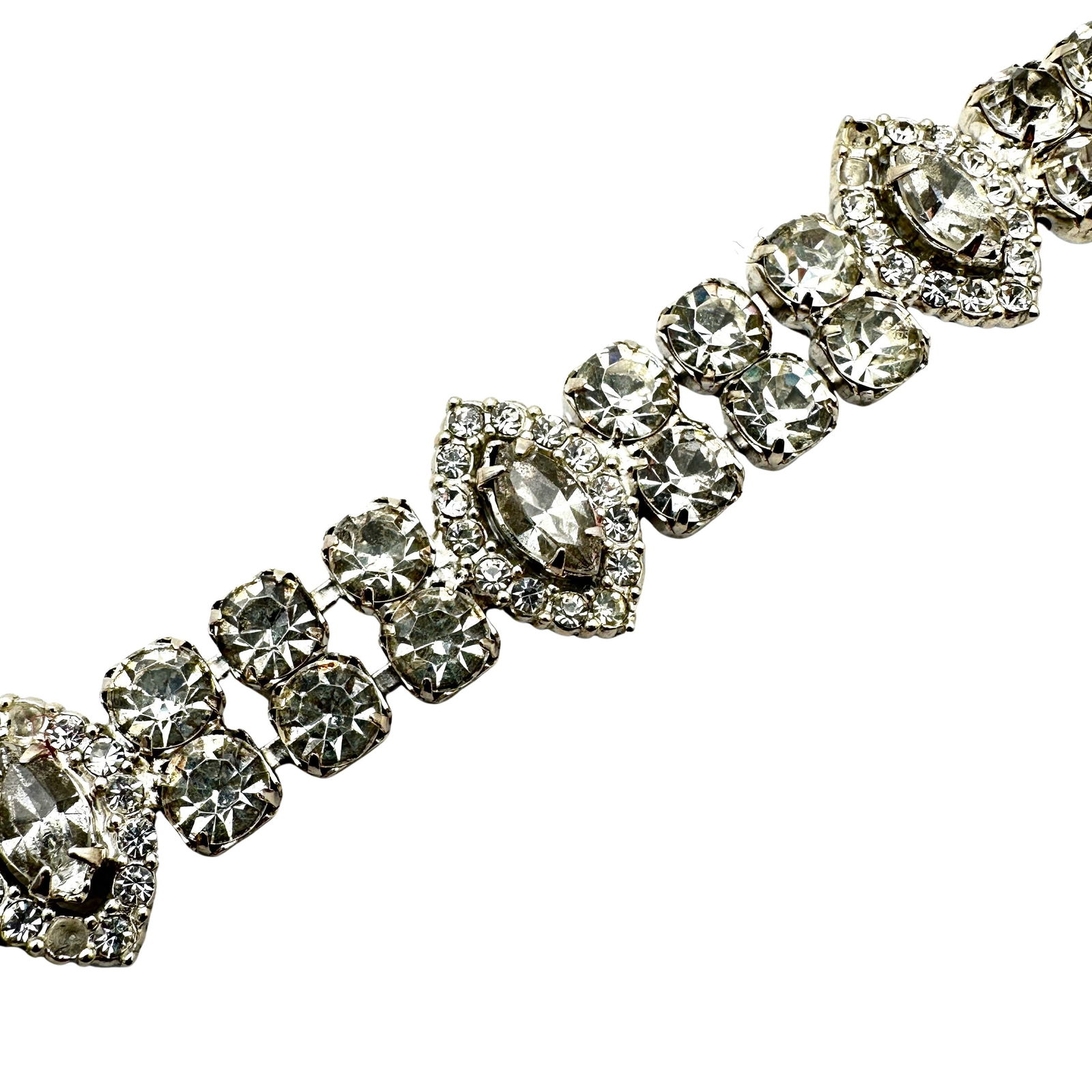 Vintage High End Clear Glass Rhinestone Silver Tone Bracelet 7.5 Inch: Vintage High End Clear Glass Rhinestone Silver Tone Bracelet 7.5 Inch