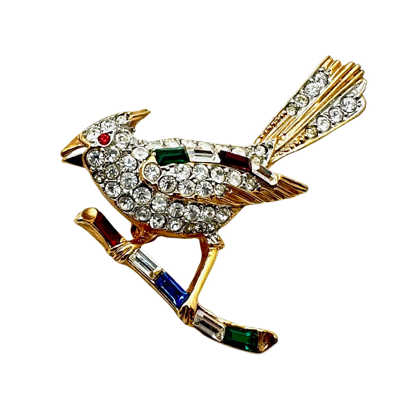 Vintage Giovanni Multicolor Glass Rhinestone Gold Tone Bird Brooch Pin 2 Inch: Vintage Giovanni Multicolor Glass Rhinestone Gold Tone Bird Brooch Pin 2 Inch