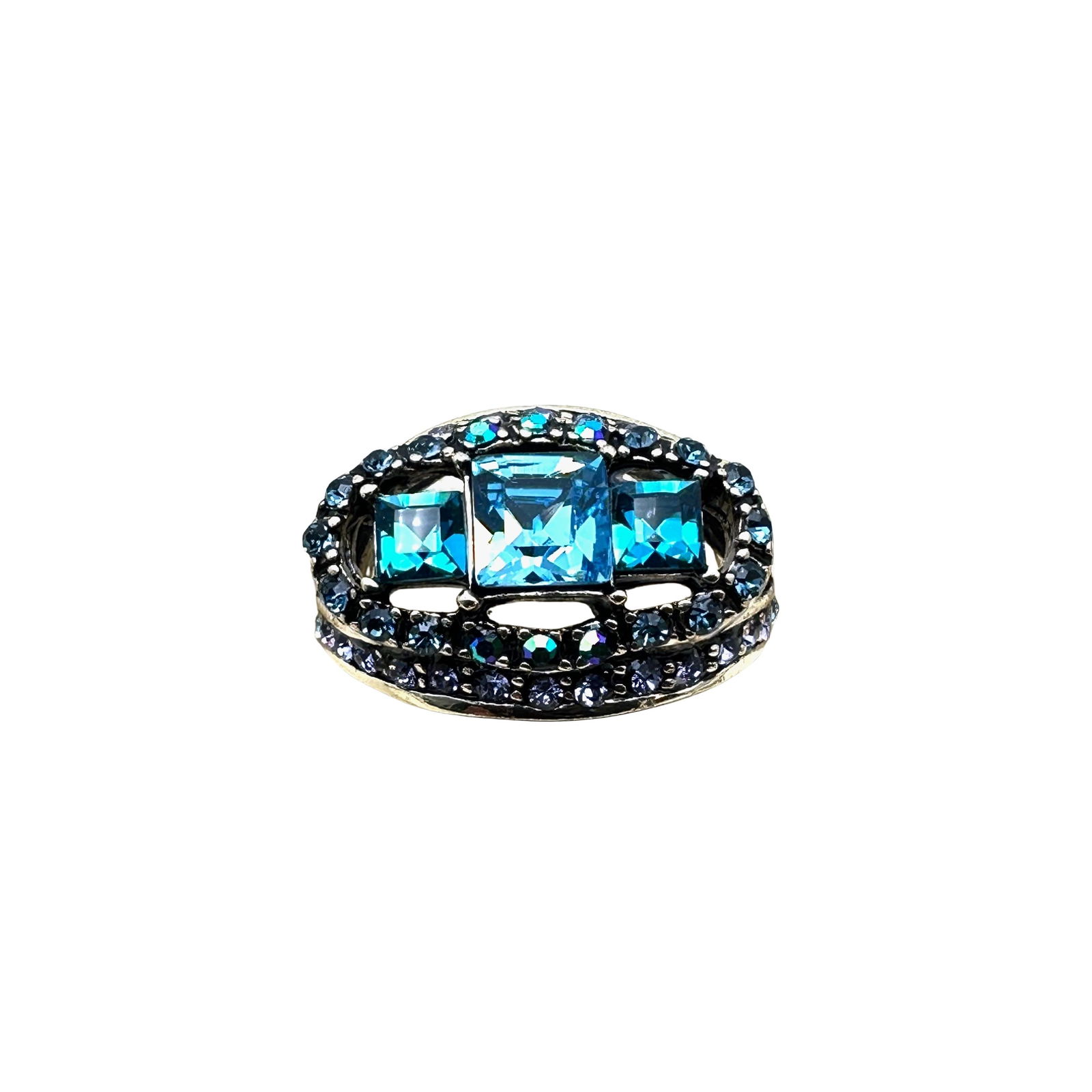 Heidi Daus Multicolor Crystal Bronze Tone Ring Size 8 (1 of 2)