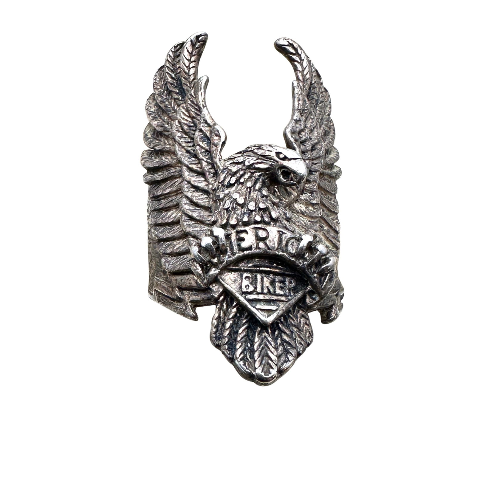 Vintage G & S Eagle Biker Ring Silver Tone Size 11 (1 of 2)