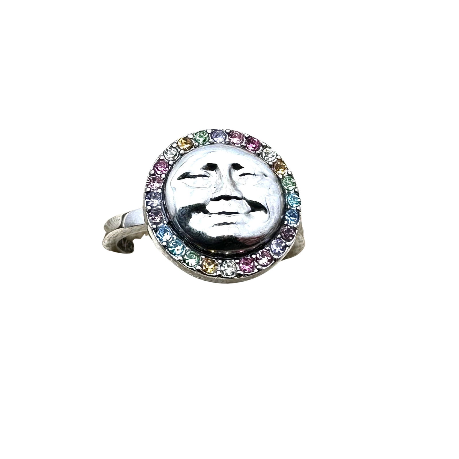 Kirks Folly Multicolor Crystal Silver Tone Moon Ring Size 7 (1 of 2)