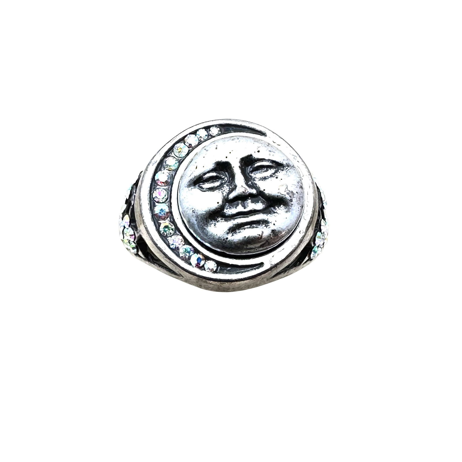 Kirks Folly Aurora Borealis Crystal Silver Tone Moon Ring Size 6 (1 of 2)