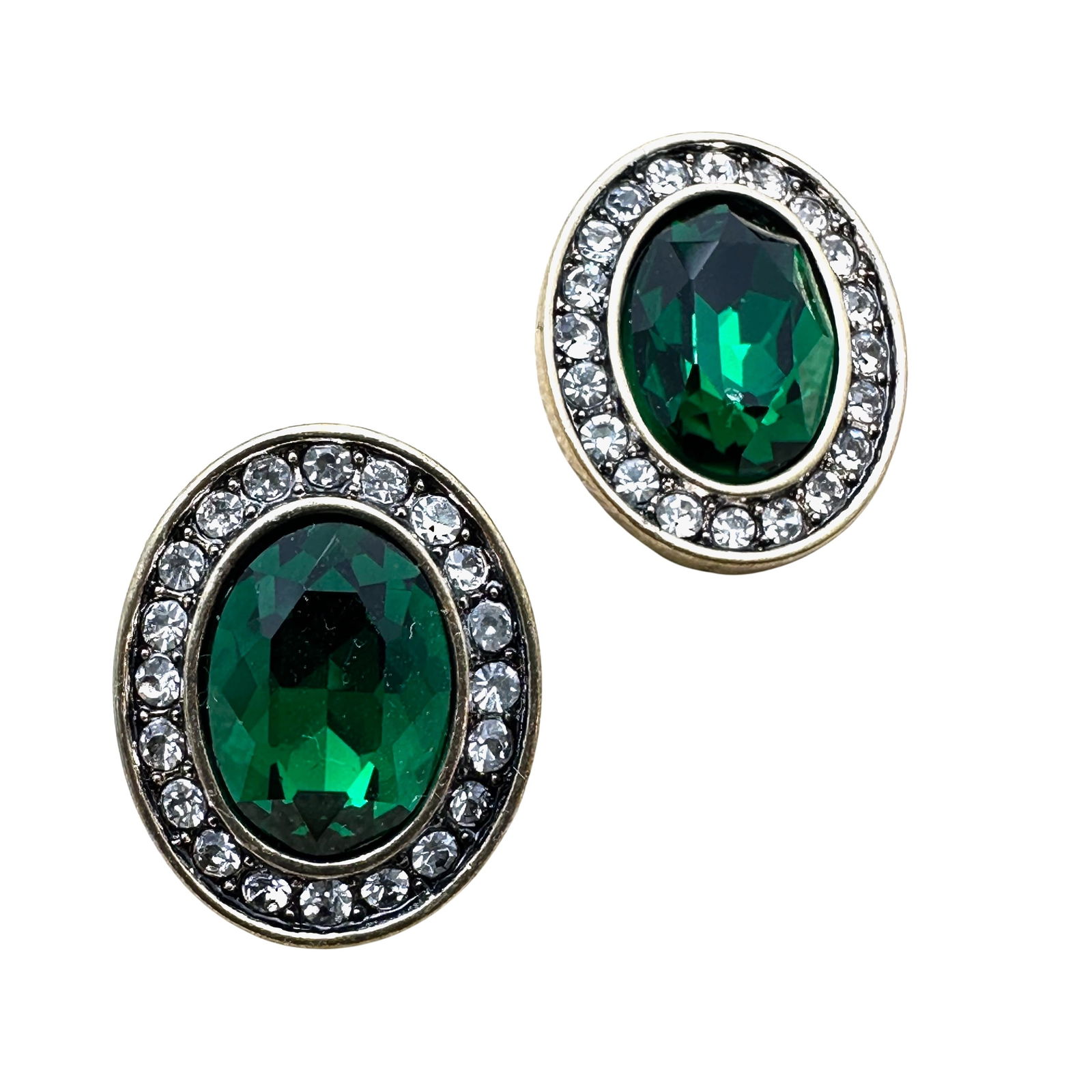 Heidi Daus Emerald Green Crystal Bronze Tone Pierced Earrings 1 Inch: Heidi Daus Emerald Green Crystal Bronze Tone Pierced Earrings 1 Inch