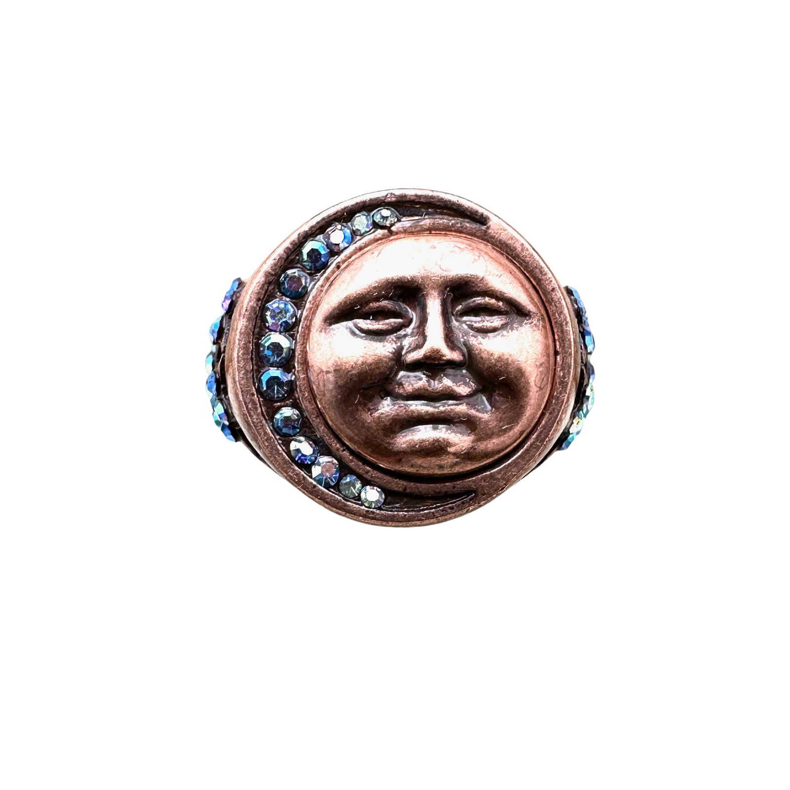 Kirks Folly Multicolor Crystal Moon Ring Copper Tone Size 6 (1 of 2)