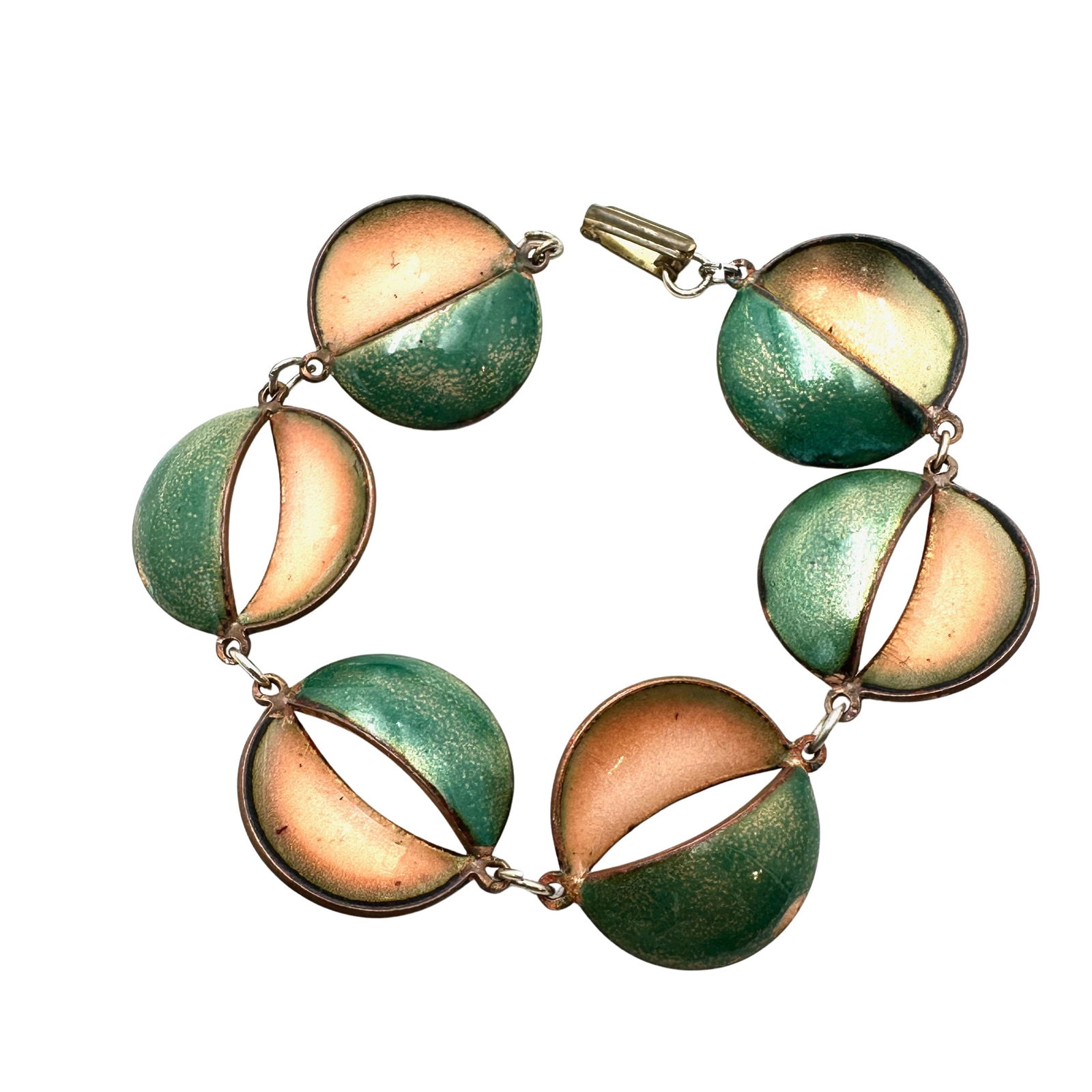 Vintage Mid Century Modern Enamel Copper Bracelet 7 Inch (1 of 2)