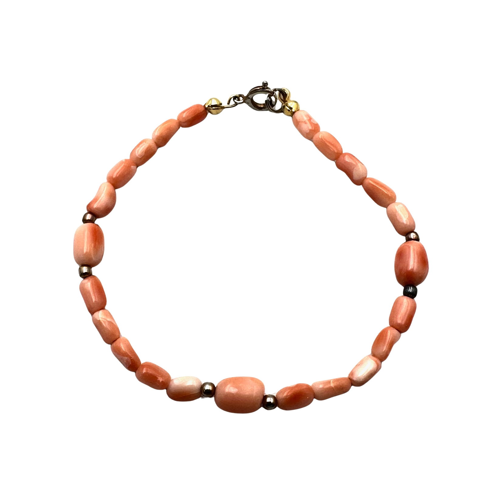 Vintage Angel Skin Coral Bead Bracelet 7 Inch: Vintage Angel Skin Coral Bead Bracelet 7 Inch