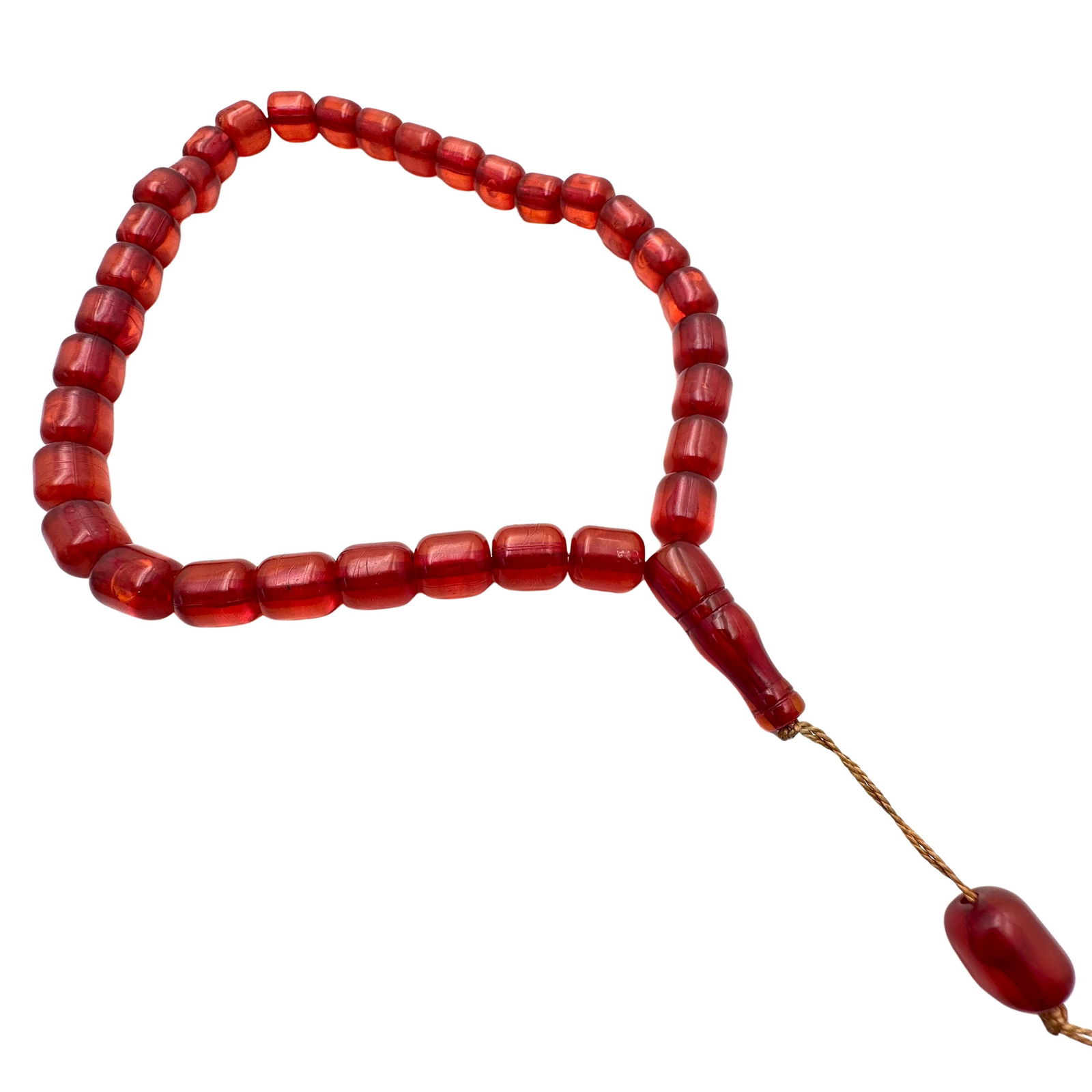 Vintage Prayer Beads Red Amber Color Approximately 33 Beads: Vintage Prayer Beads Red Amber Color Approximately 33 Beads