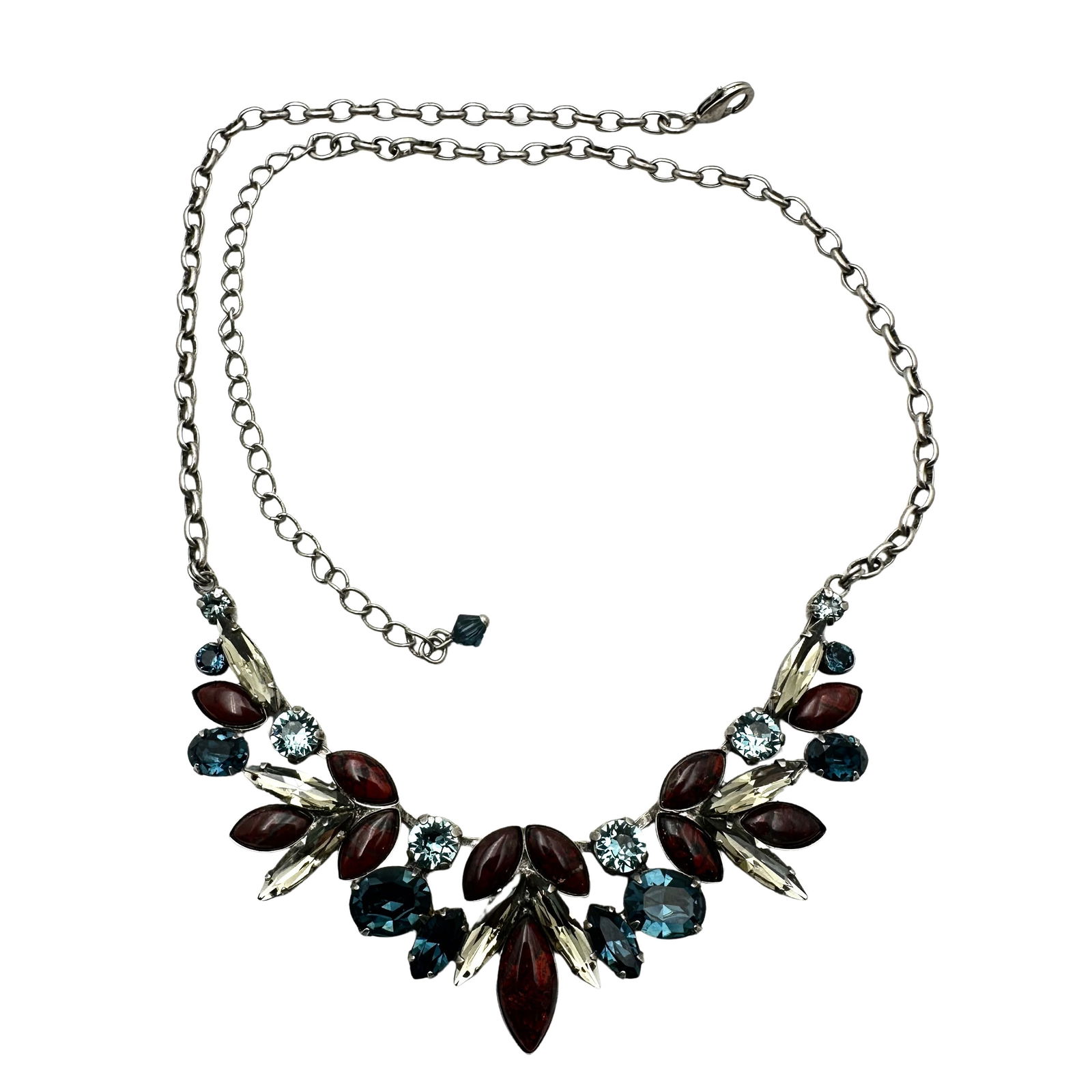 Sorrelli Amber Blue Rhinestone Silver Tone necklace 16 to 18 Inch: Sorrelli Amber Blue Rhinestone Silver Tone necklace 16 to 18 Inch