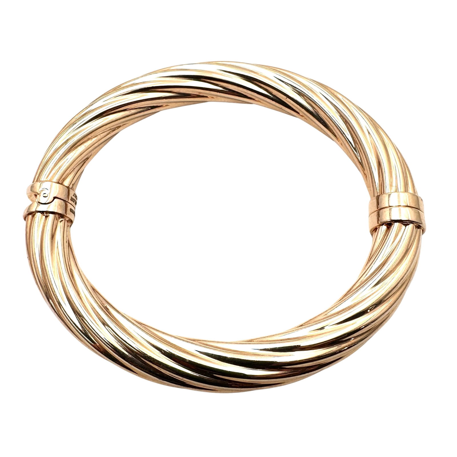 Bronzo Italia Milor Rose Gold Plated Twist Hinged Bangle Bracelet 7.5 Inch Pristine Condition (1 of 2)