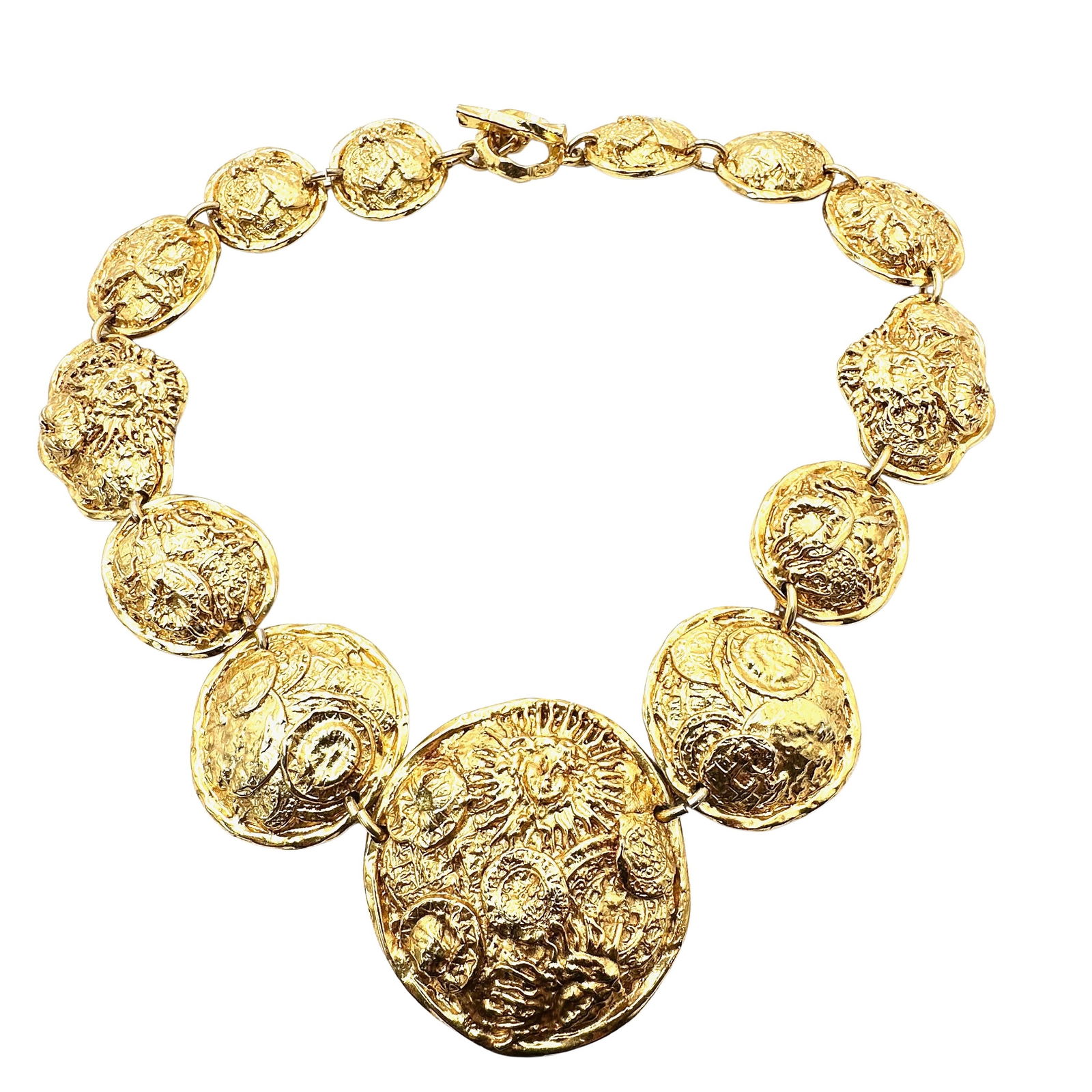 Vintage Edouard Rambuard Paris Hallmarked Gold Tone Statement Necklace 17 Inch Pristine Heavy (1 of 3)