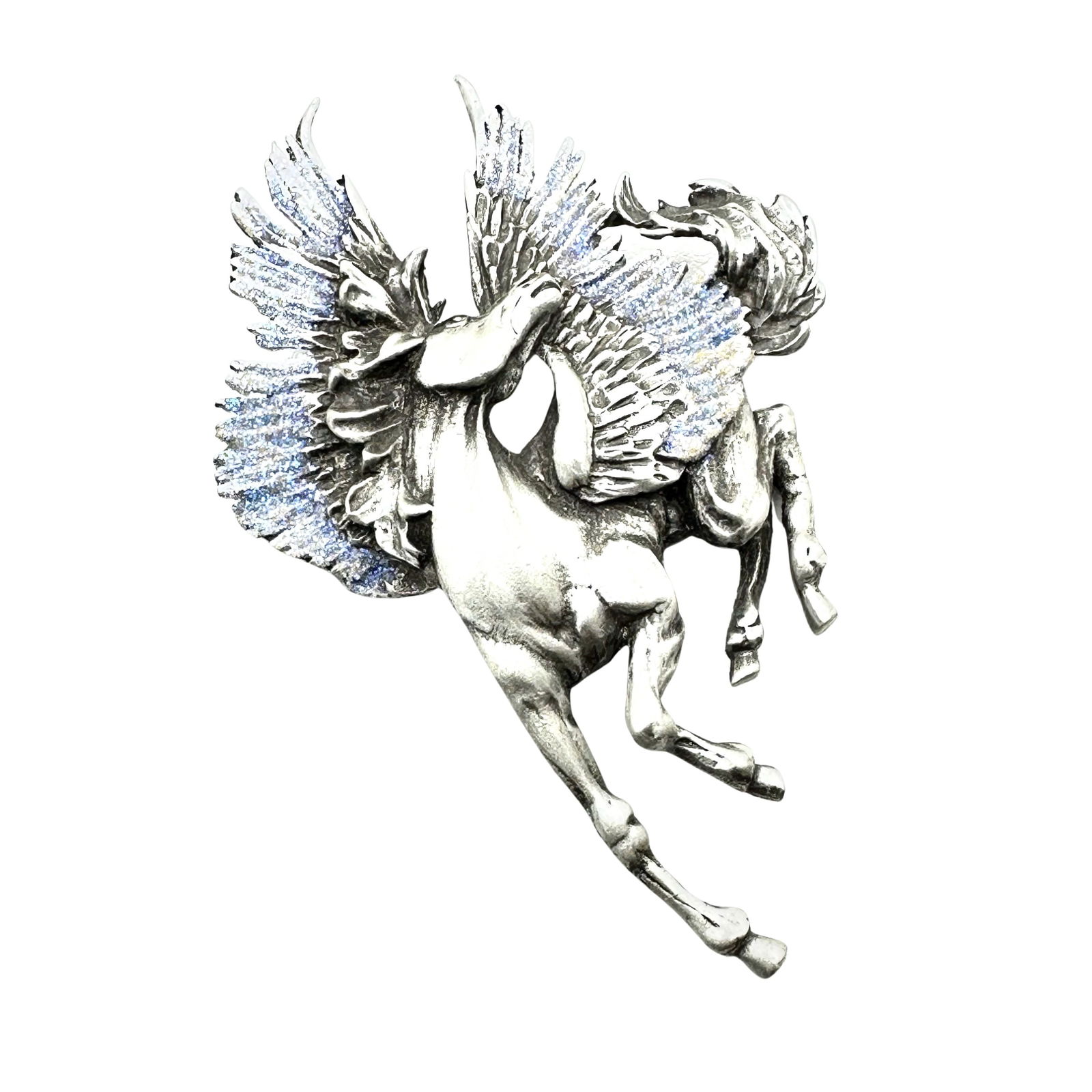 Vintage J.J. Purple Crystal Unicorn Silver Tone Brooch Pin 2.5 Inch (1 of 2)