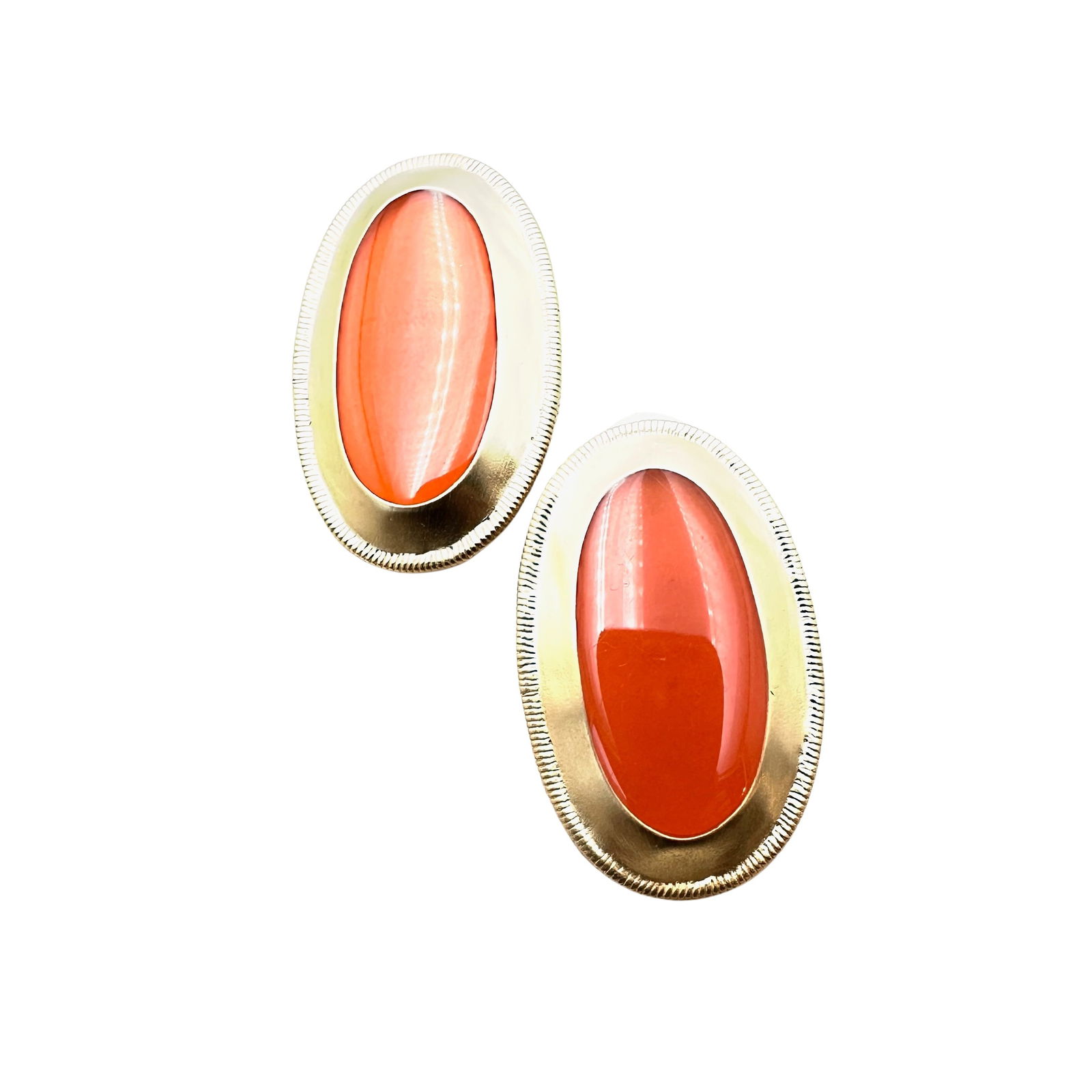 Vintage Anne Klein Red Orange Enamel Matte Gold Tone Clip Statement Earrings 1.5 Inch: Vintage Anne Klein Red Orange Enamel Matte Gold Tone Clip Statement Earrings 1.5 Inch
